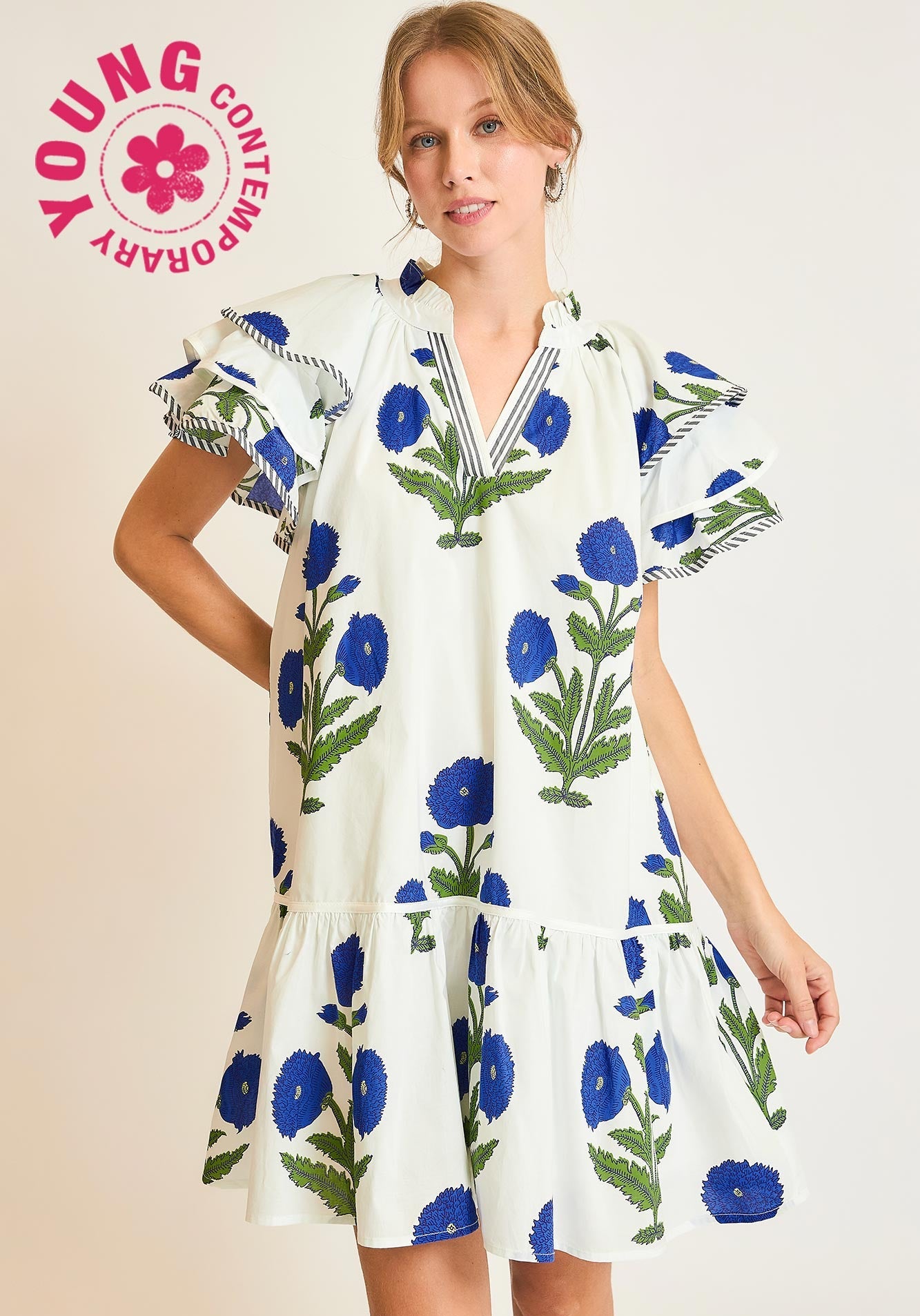 Blessed In Bluebonnets White Dress
