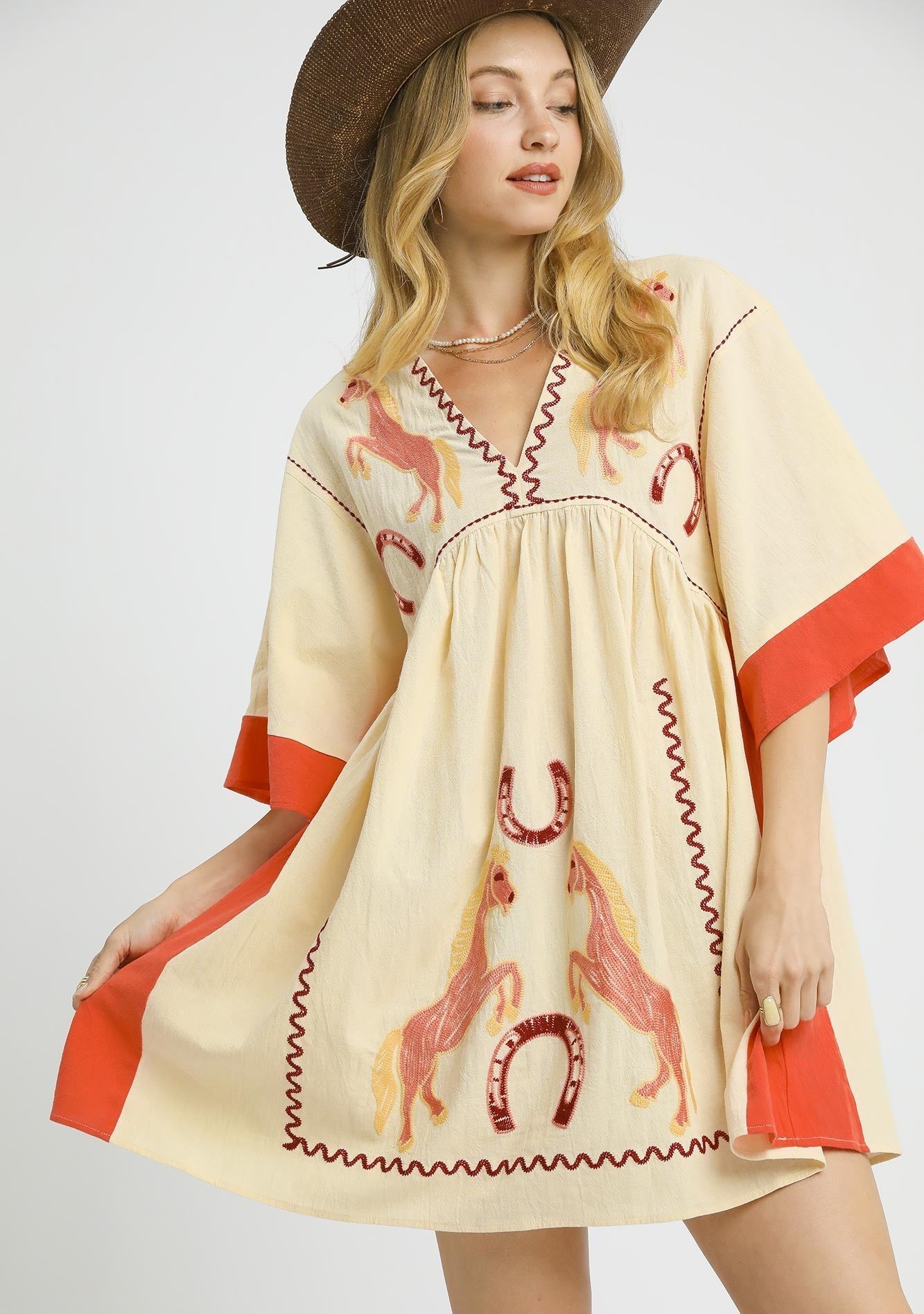 Embroidered Babydoll Dress