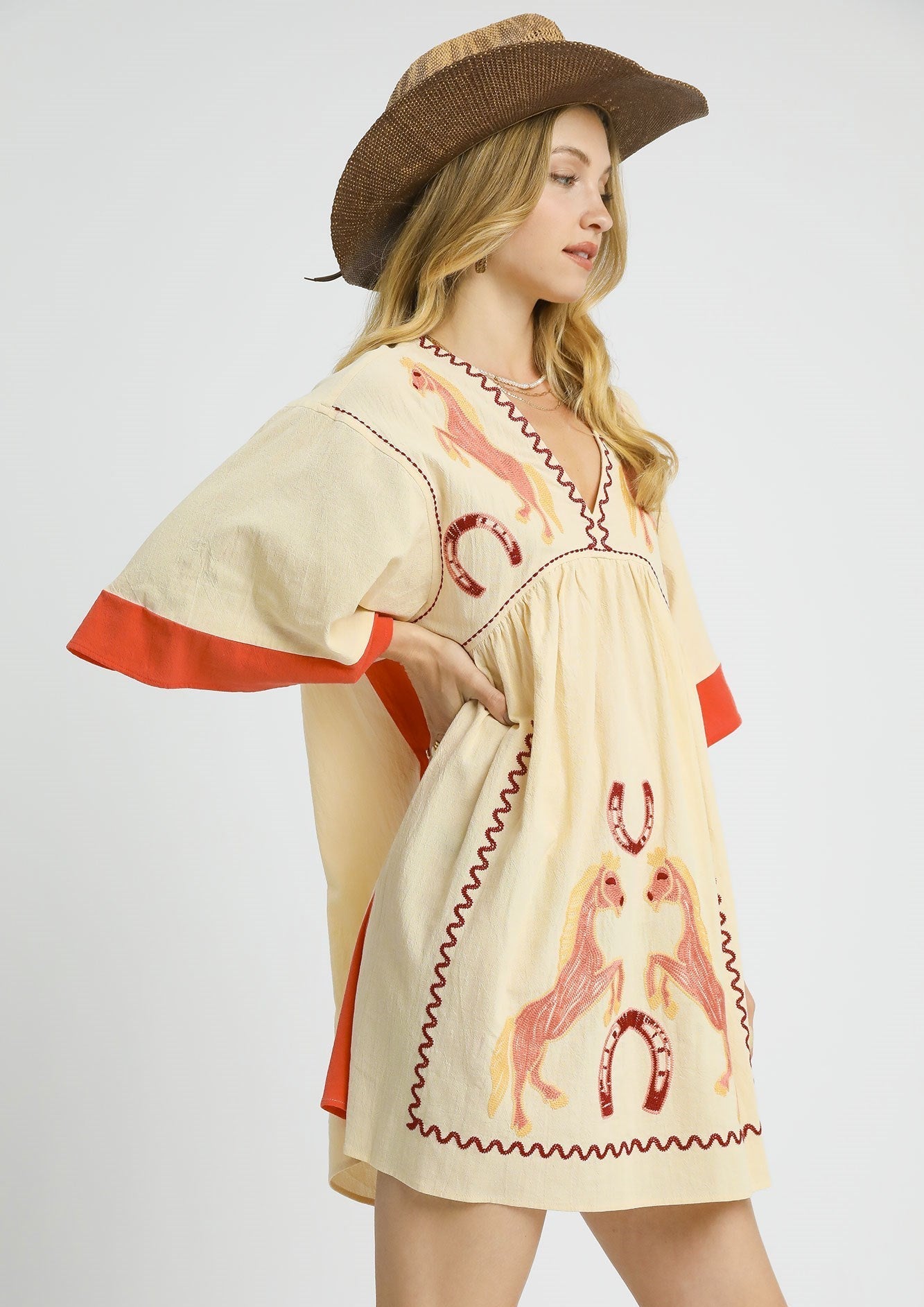 Embroidered Babydoll Dress