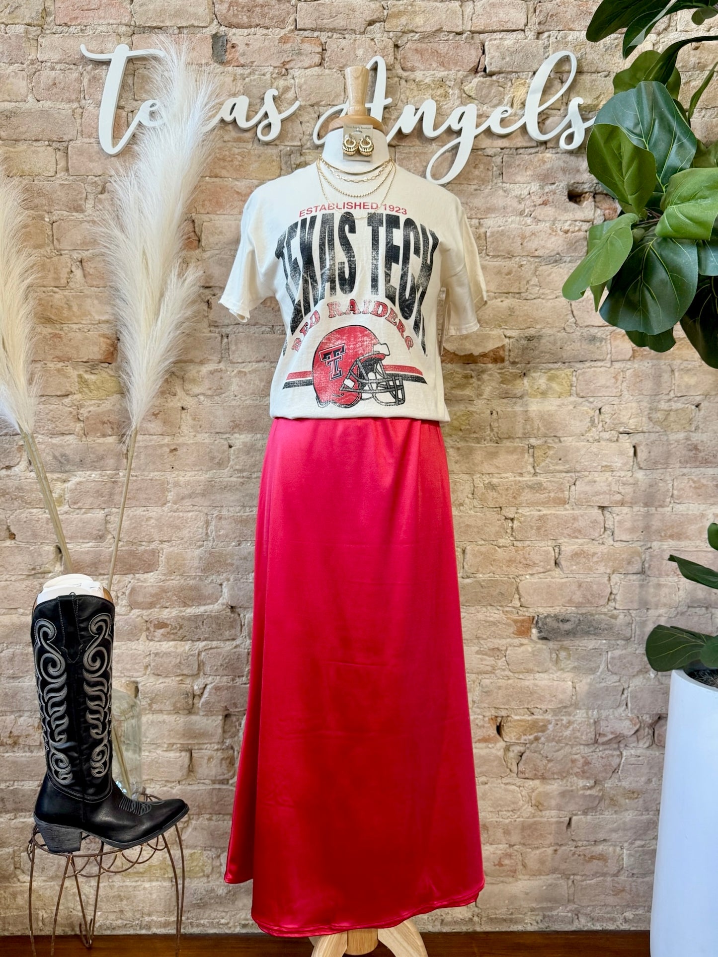 Saturday Night Red Satin Skirt