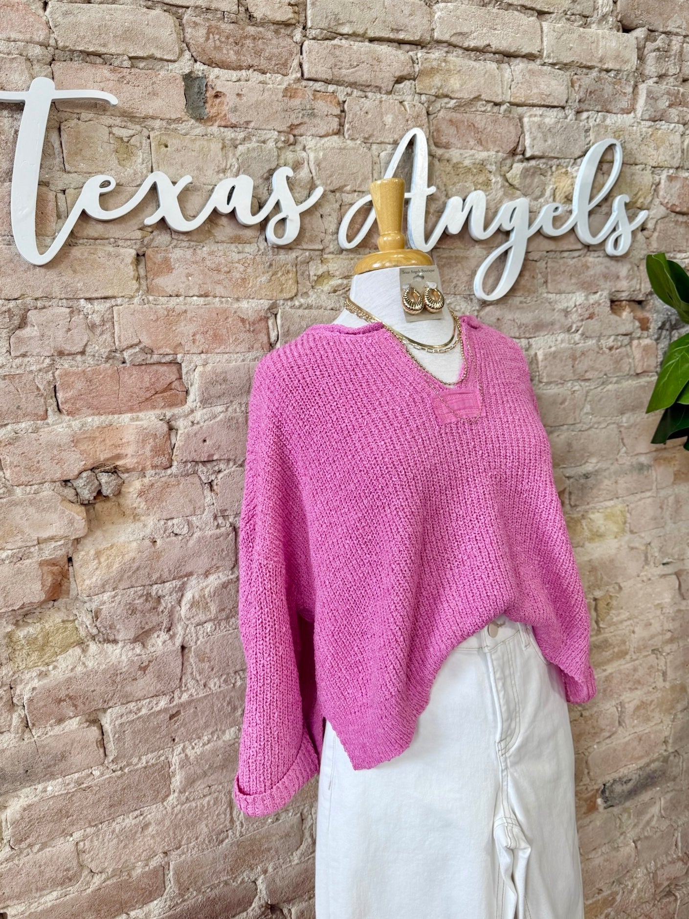 Kiss Me Suga Knit Pink Sweater Top