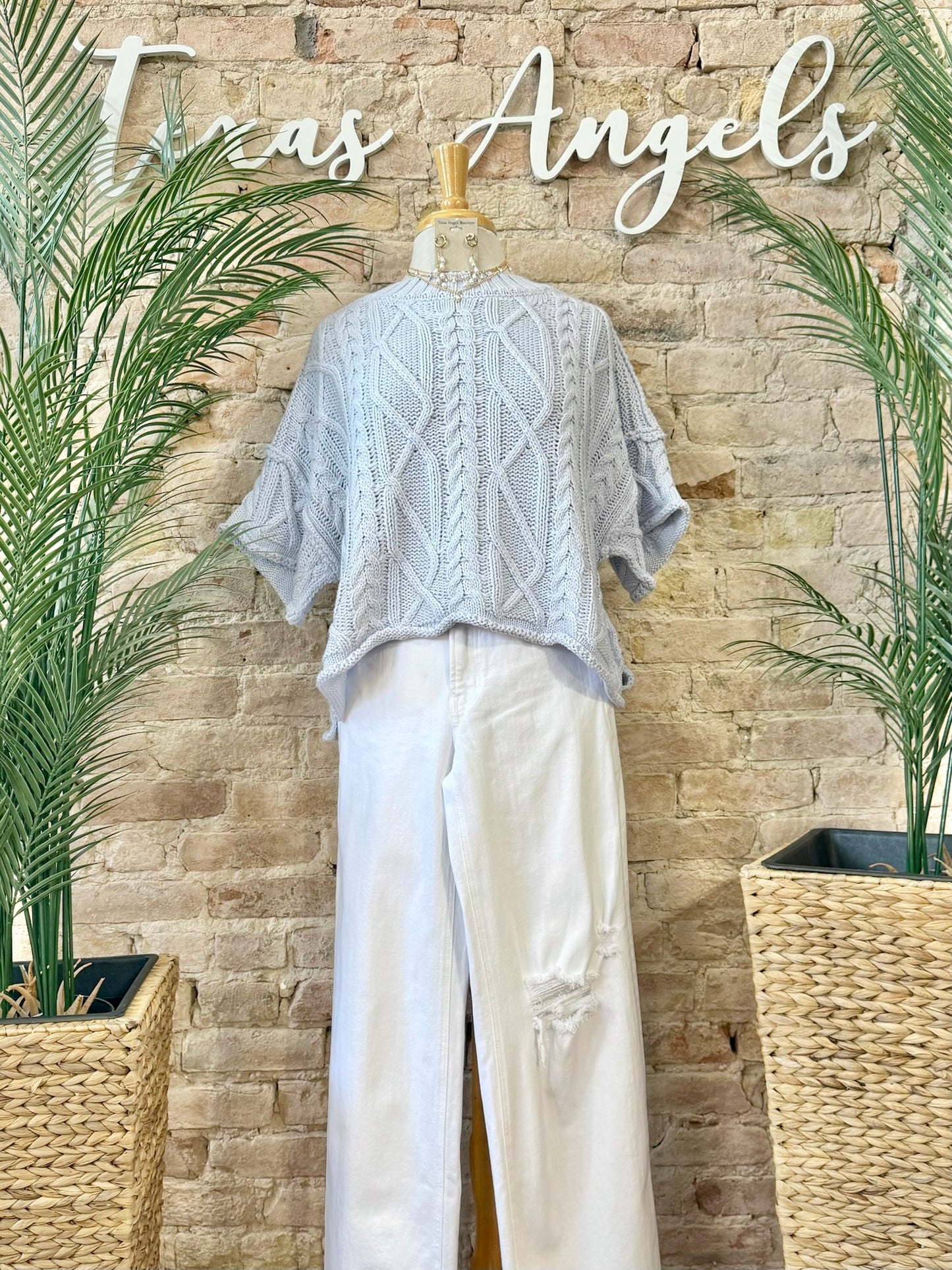 Knot A Care In The World Blue Knit Sweater