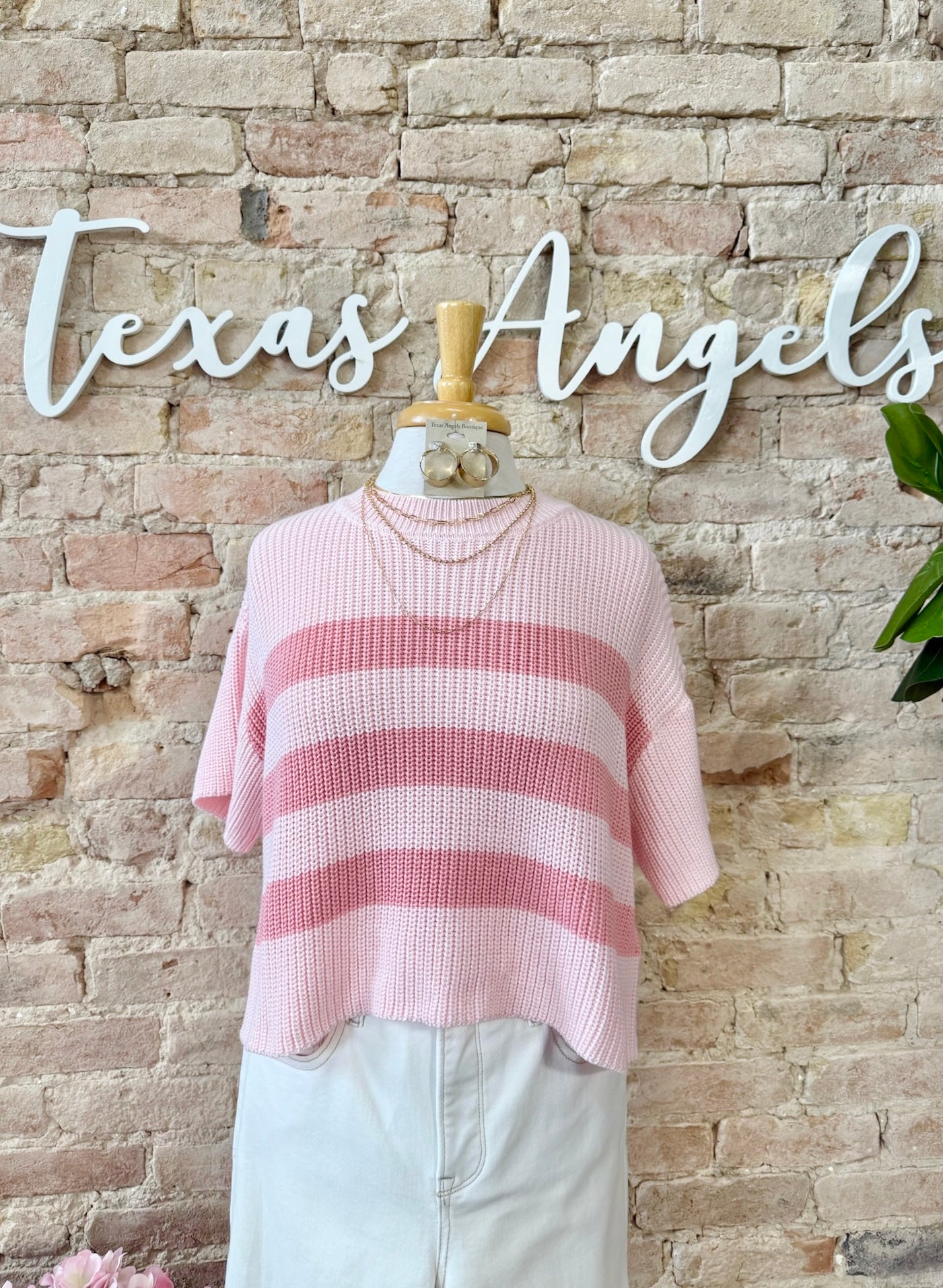Smother Me With Kisses Pink Striped Knit Sweater Top