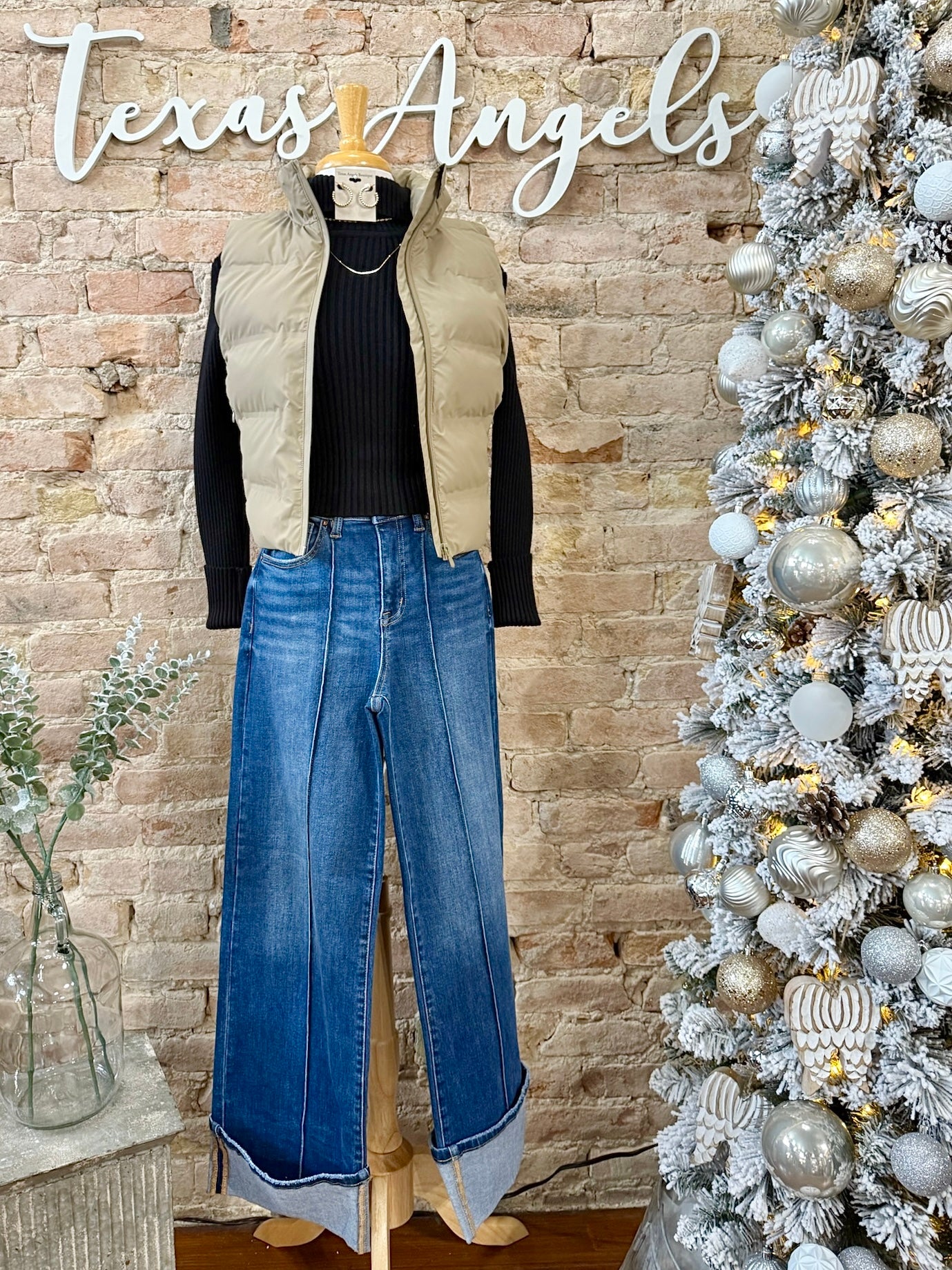 Winter Vacation Khaki Puffer Vest