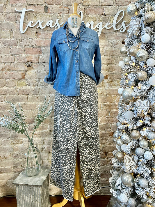 What Dreams Are Made Of Medium Wash Chambray Denim Top