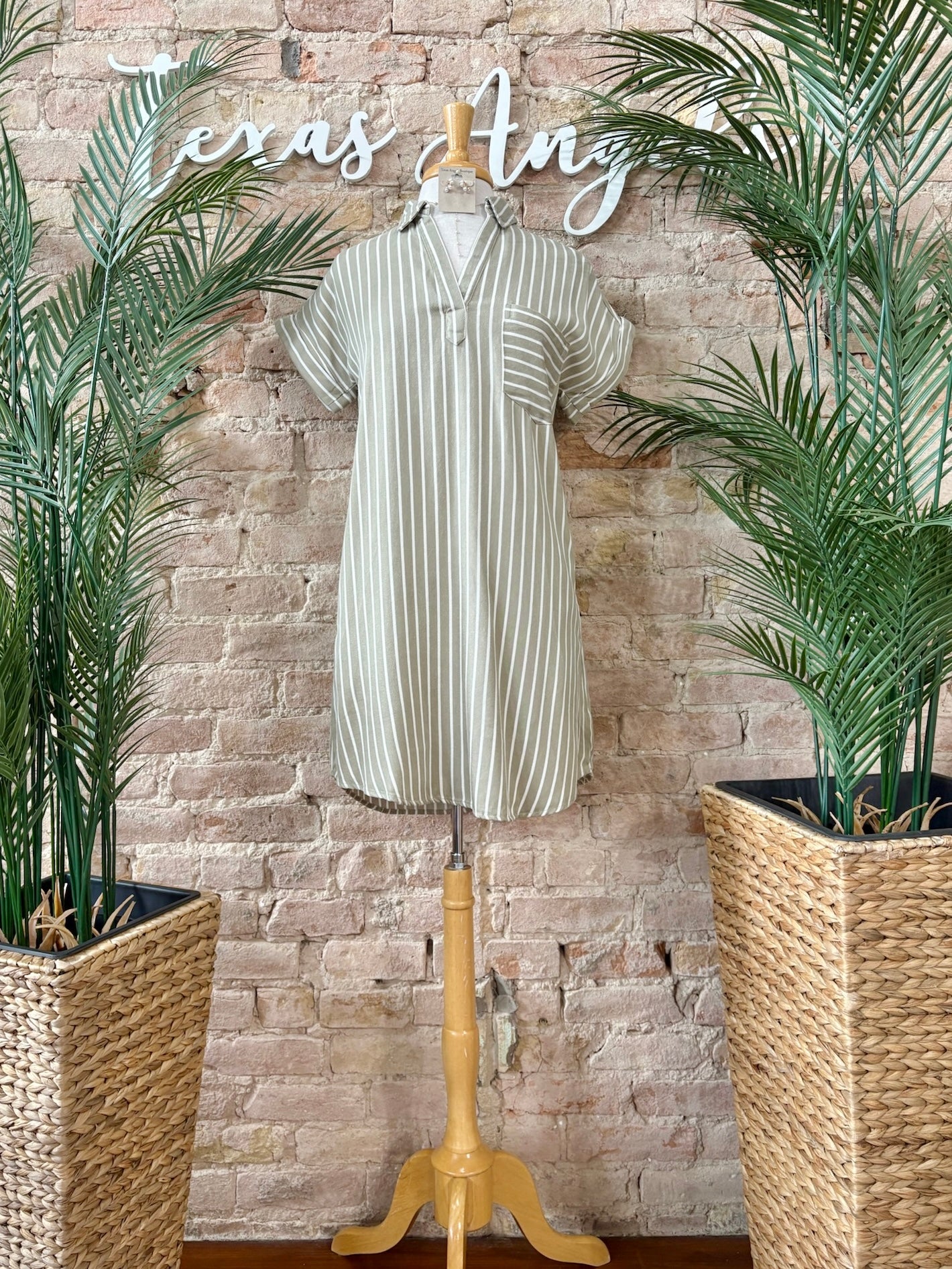 It Is What It Is Olive Striped Dress