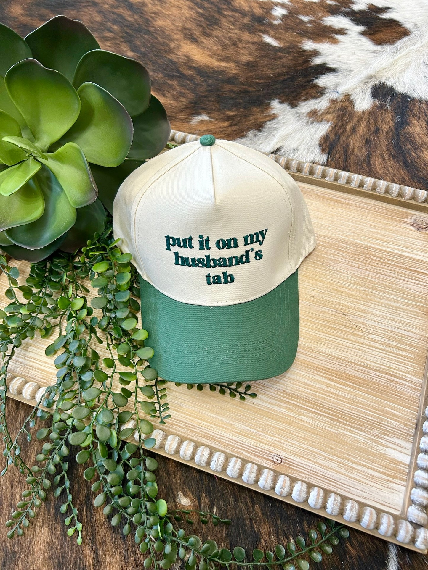 Put It On My Husbands Tab Green Trucker Hat