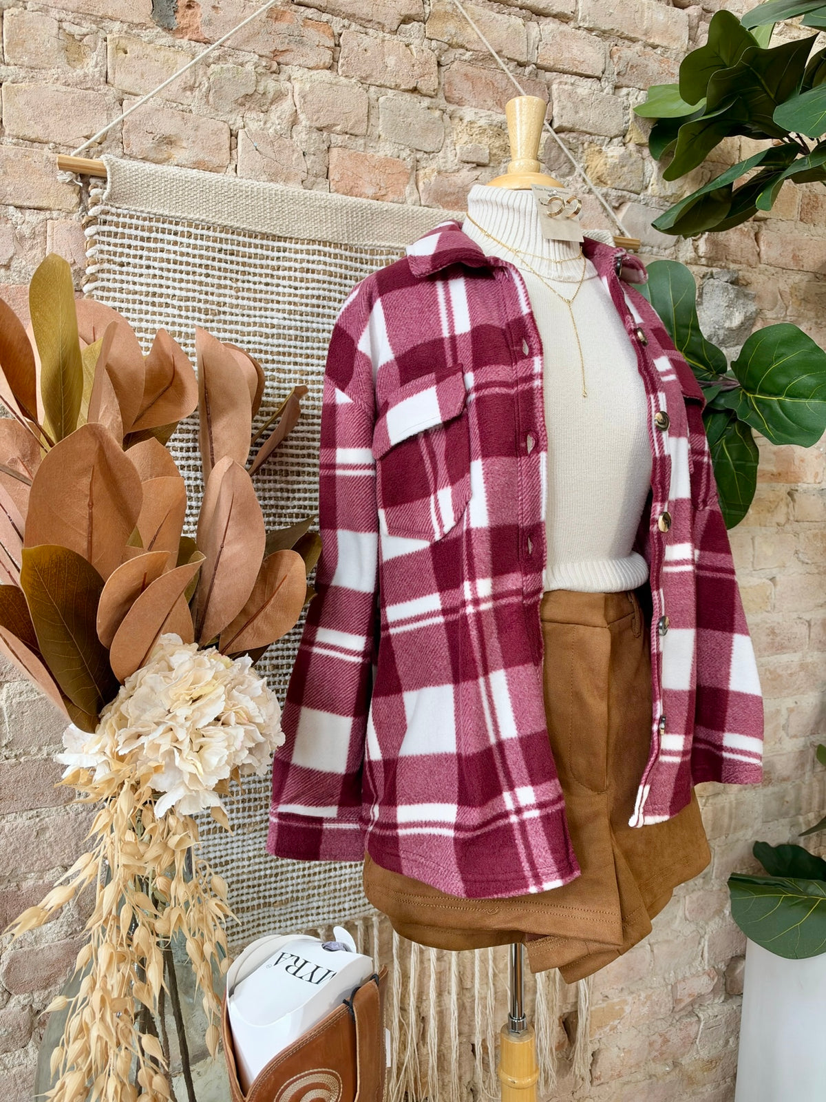 Bundle Up Burgundy Plaid Lined Shacket