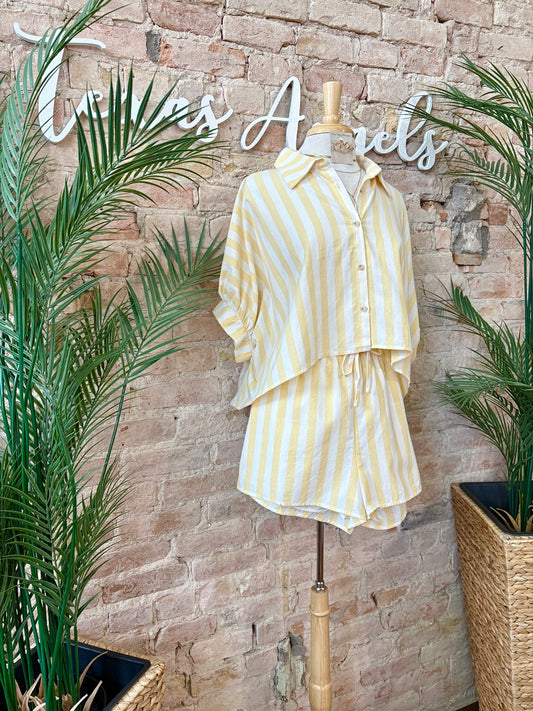 Walking On Sunshine Yellow Striped Shorts