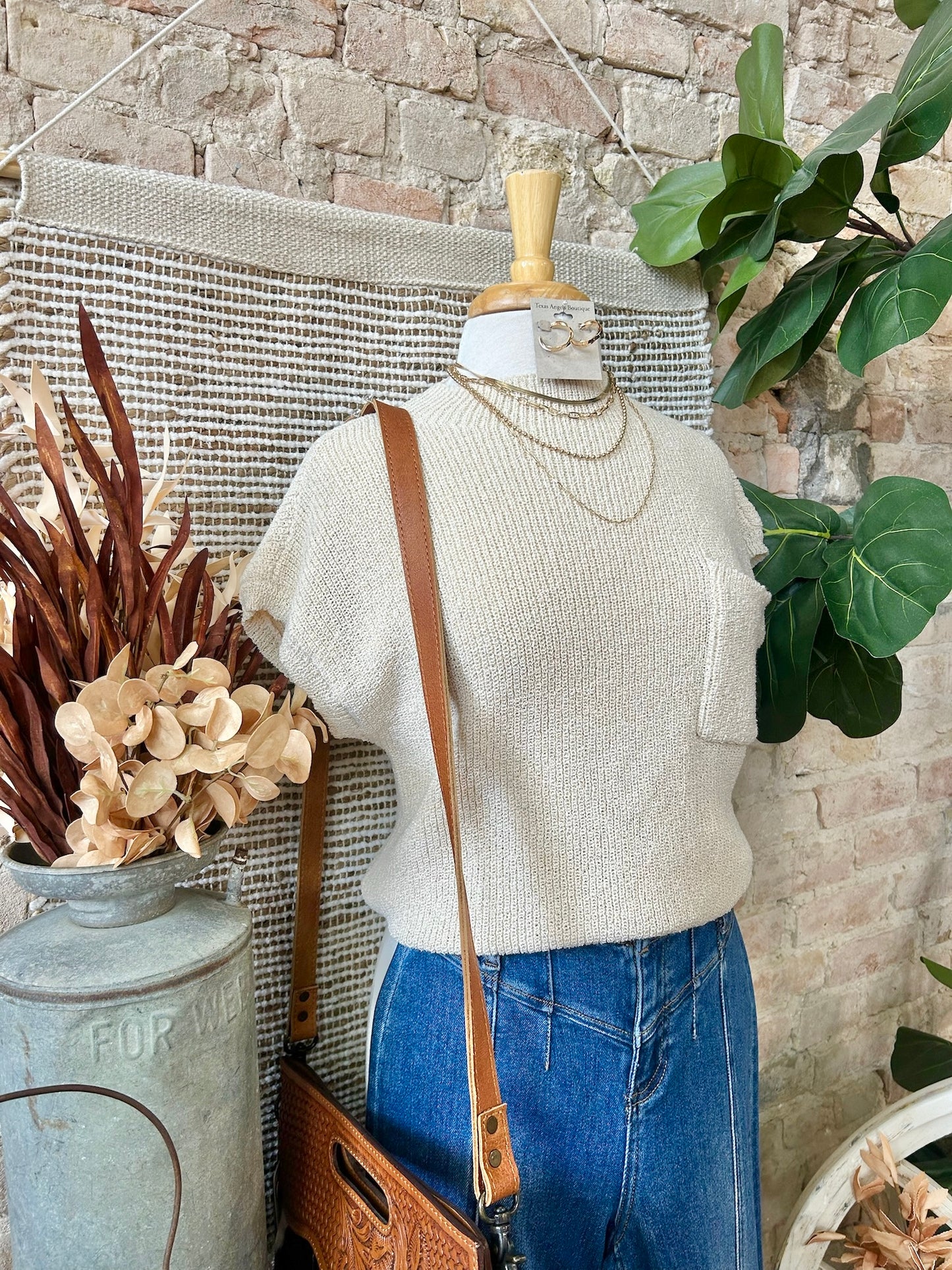 Nothing To See Here Oatmeal Knit Sweater Top