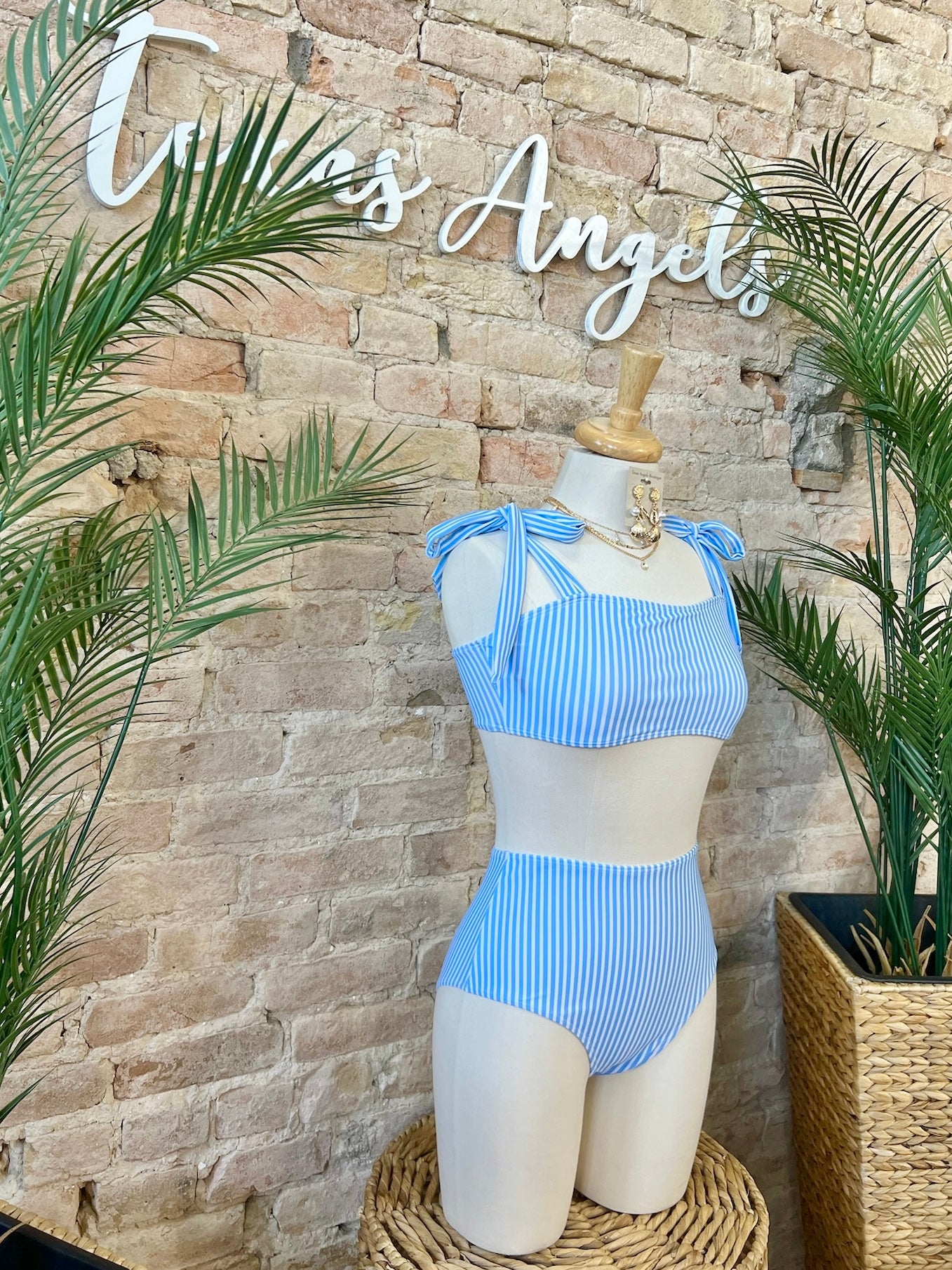 Sandals & Sunnies Sky Blue Striped Bikini