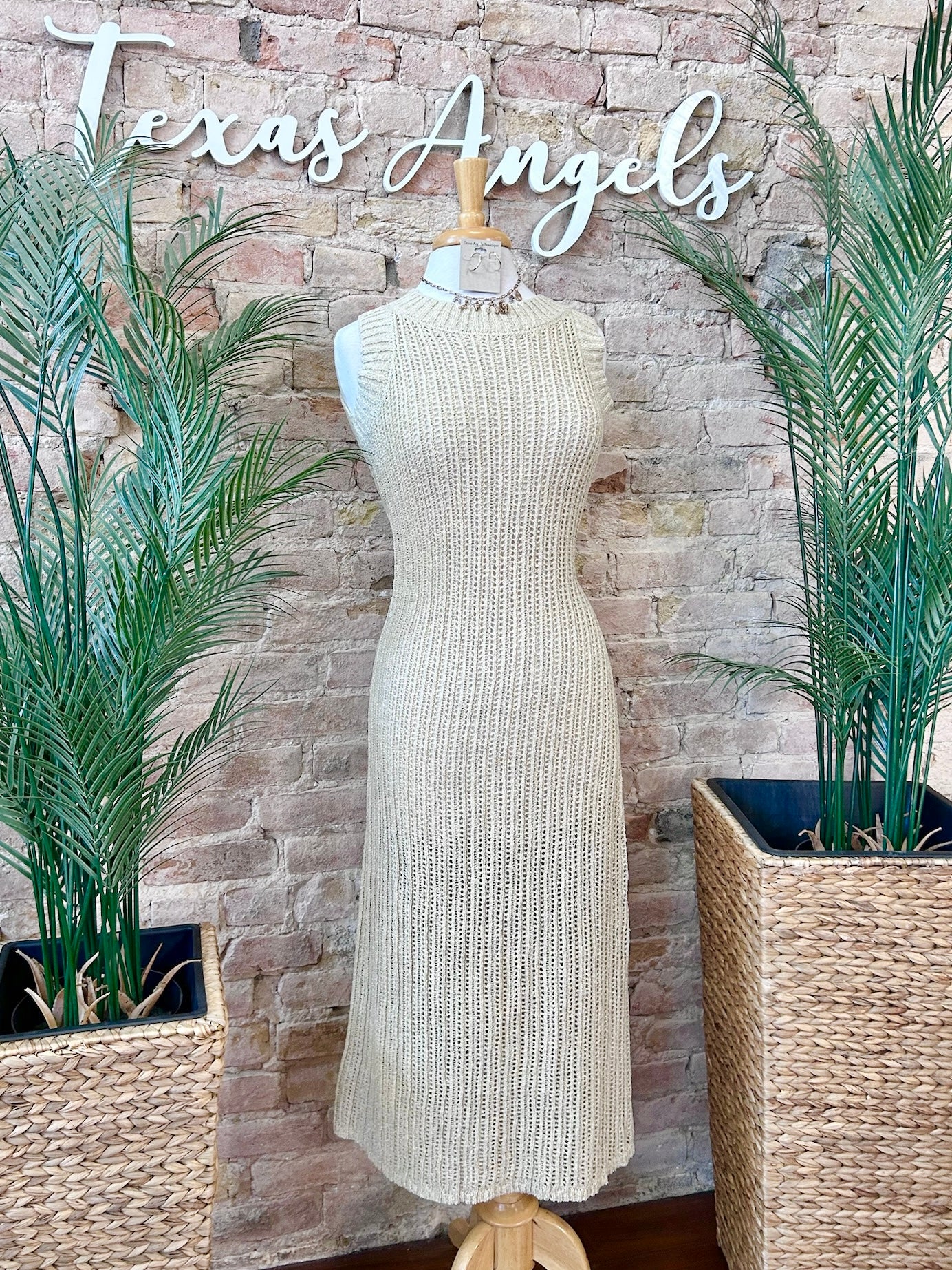 Minding My Own Taupe Knit Mid Maxi