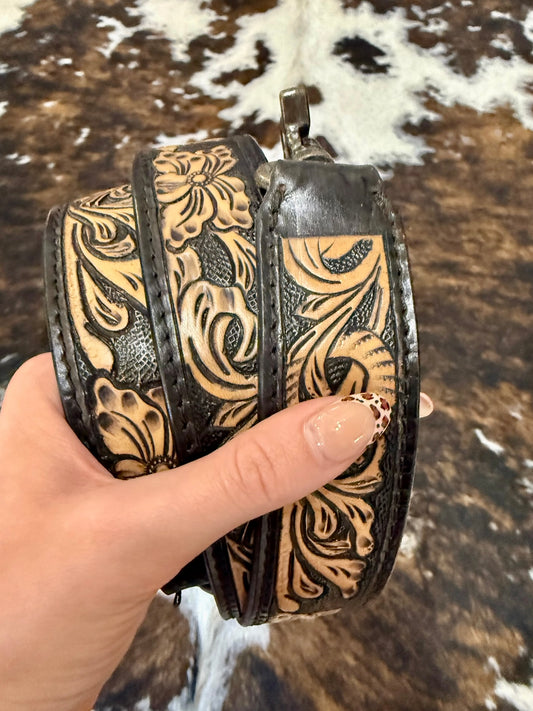 American Darling Tooled Leather Purse Strap