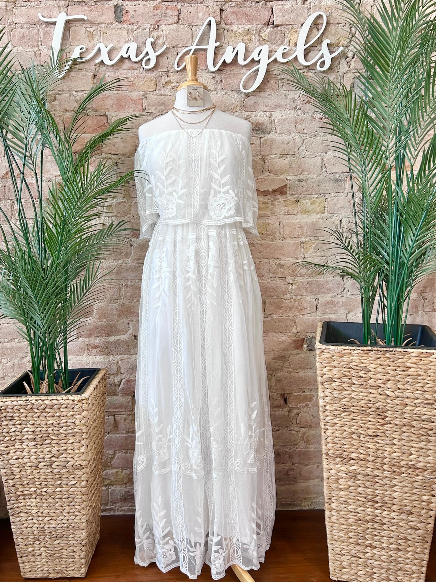 Sail Away White Lace Off Shoulder Maxi Dress