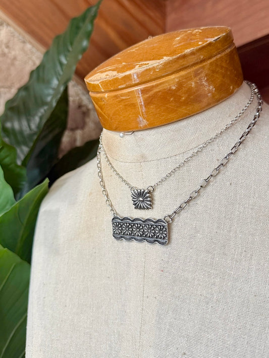 Silver Concho Layered Necklace