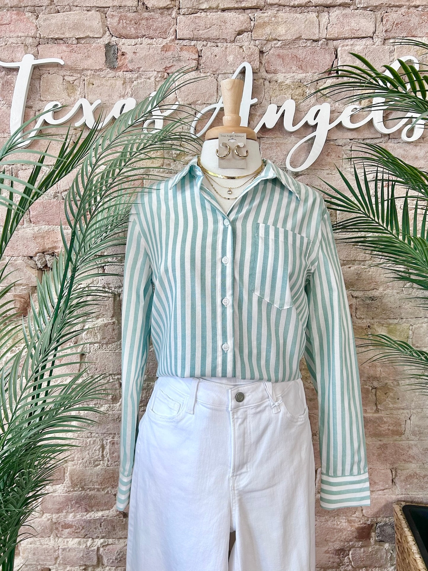 Soft Spoken Sage Striped Shirt