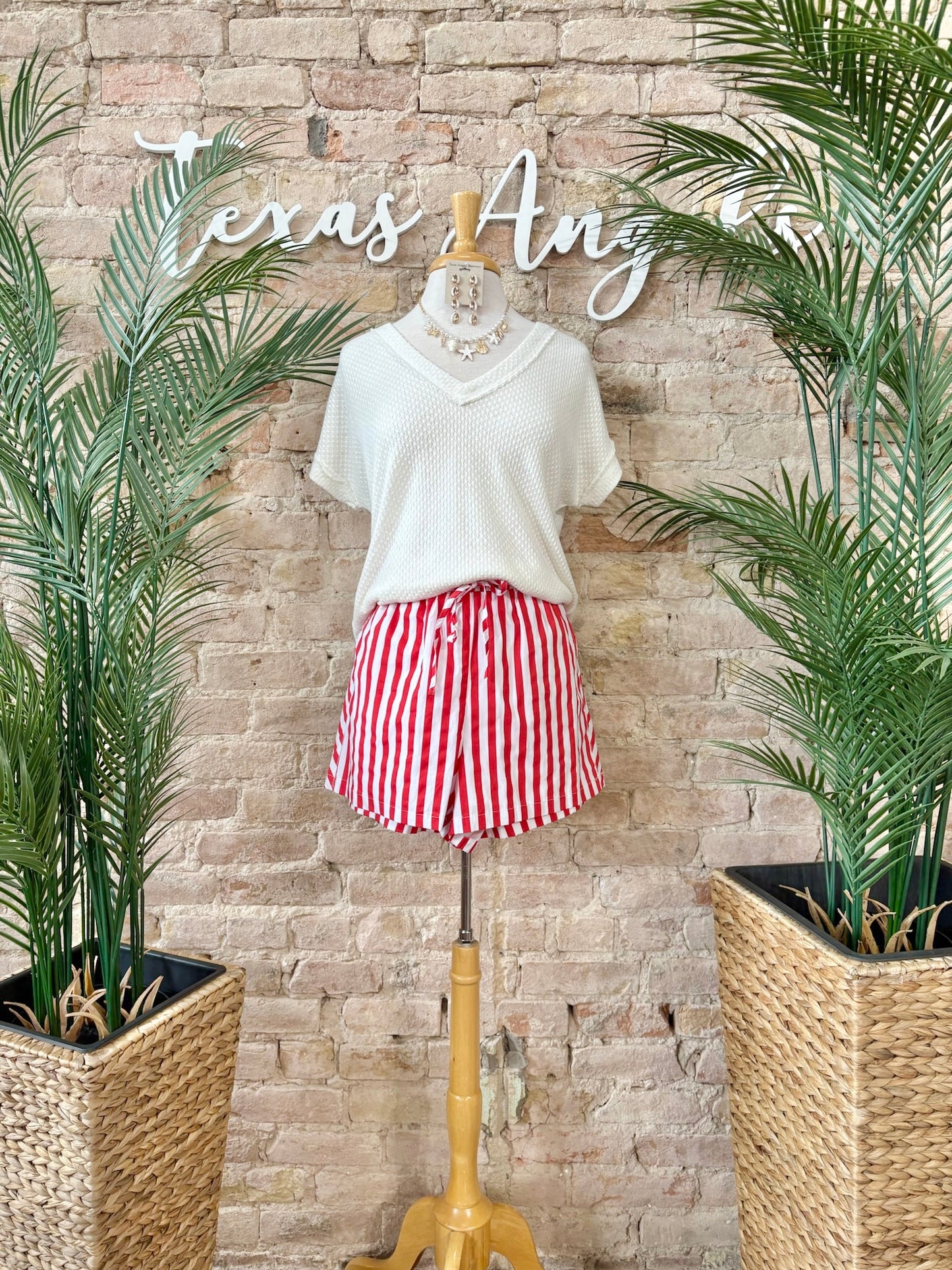 To The Coast We Go Cream V-Neck Top