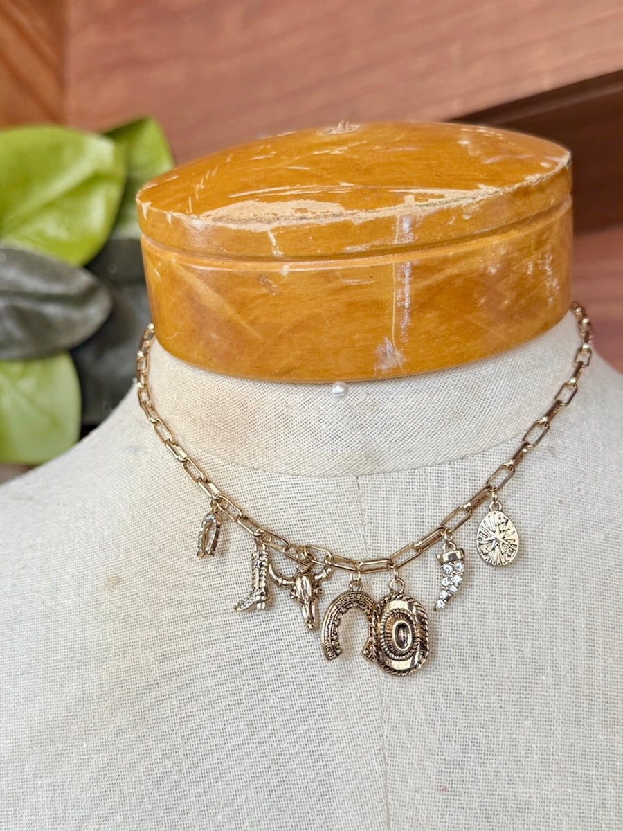 Gold Western Charm Necklace