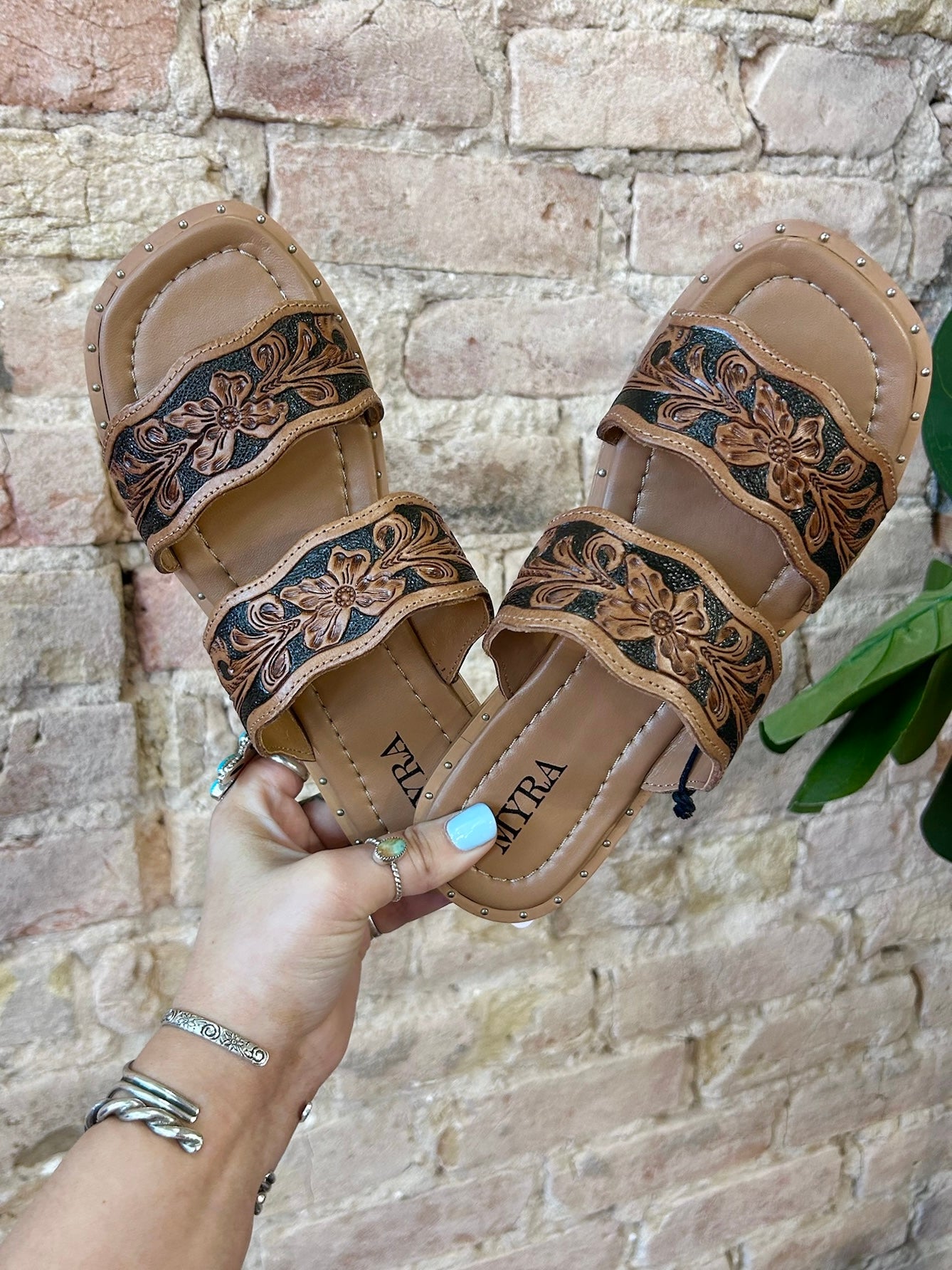 MYRA Tooled Leather Sandals