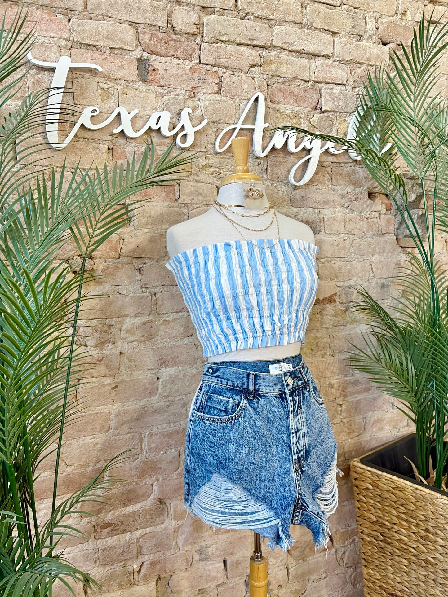 Ocean Breeze, Mind At Ease Blue Striped Tube Top