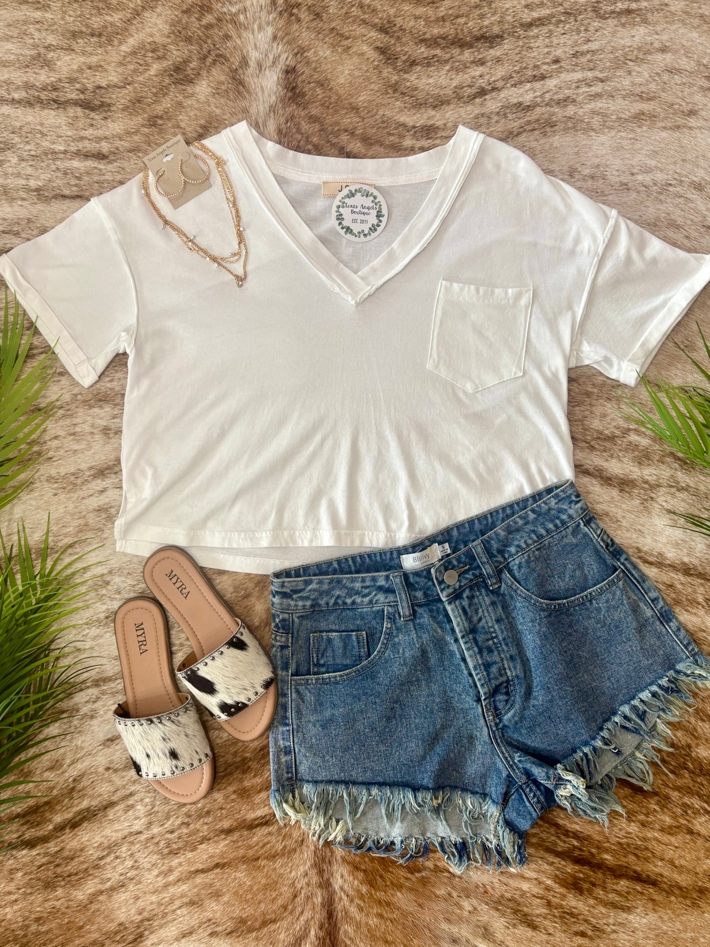 Just An Ordinary Girl Oversized White V-Neck Top
