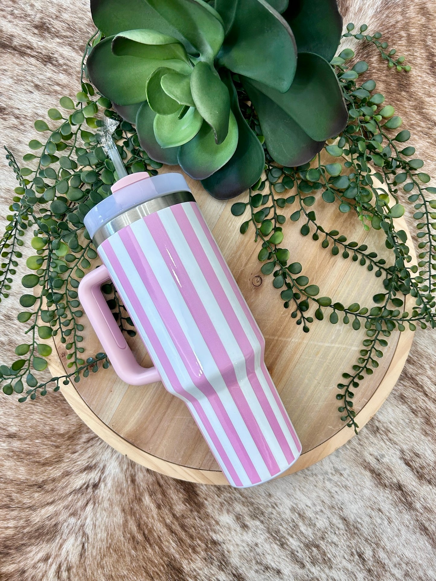 Pink Striped Tumbler