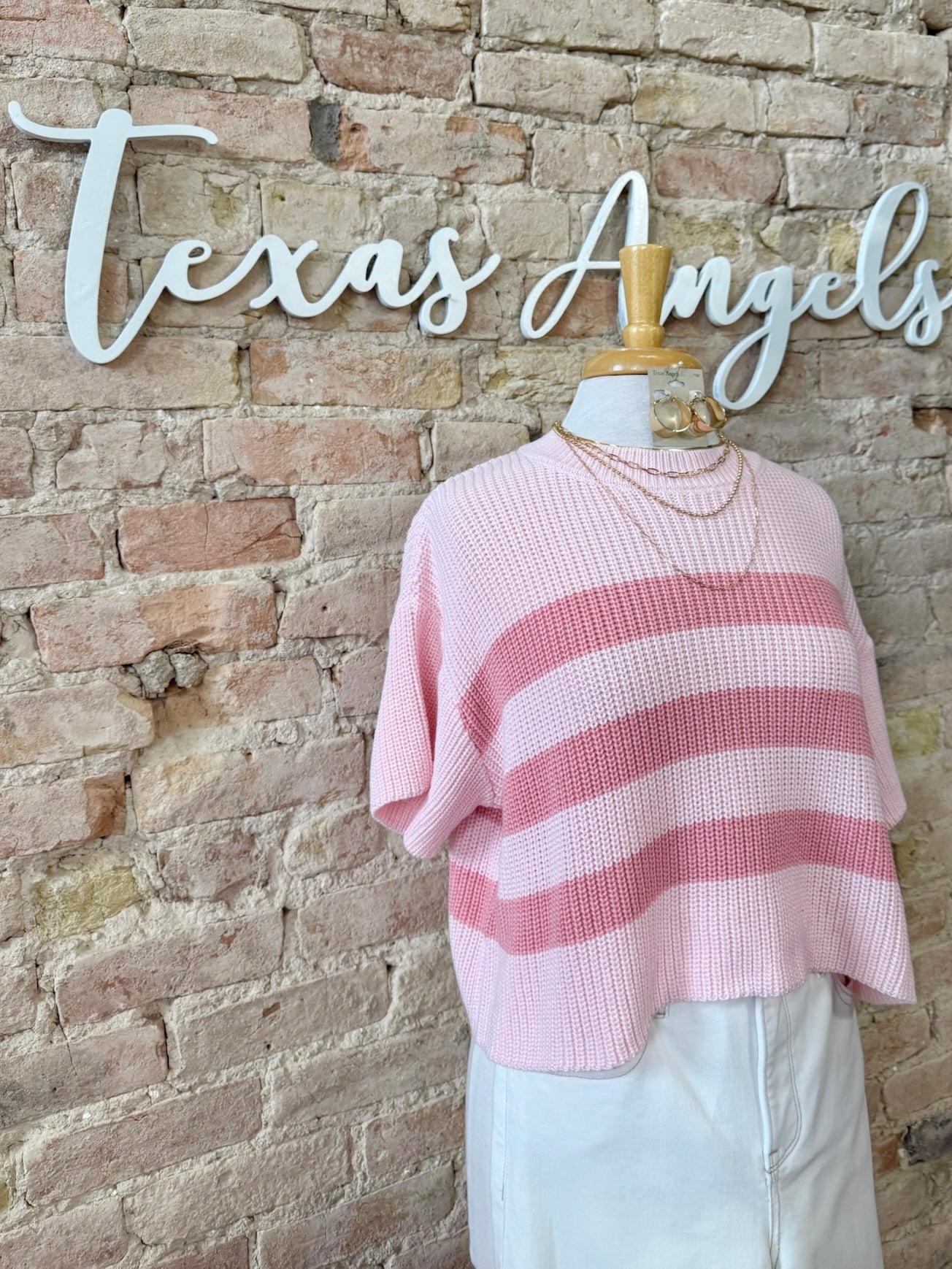 Smother Me With Kisses Pink Striped Knit Sweater Top