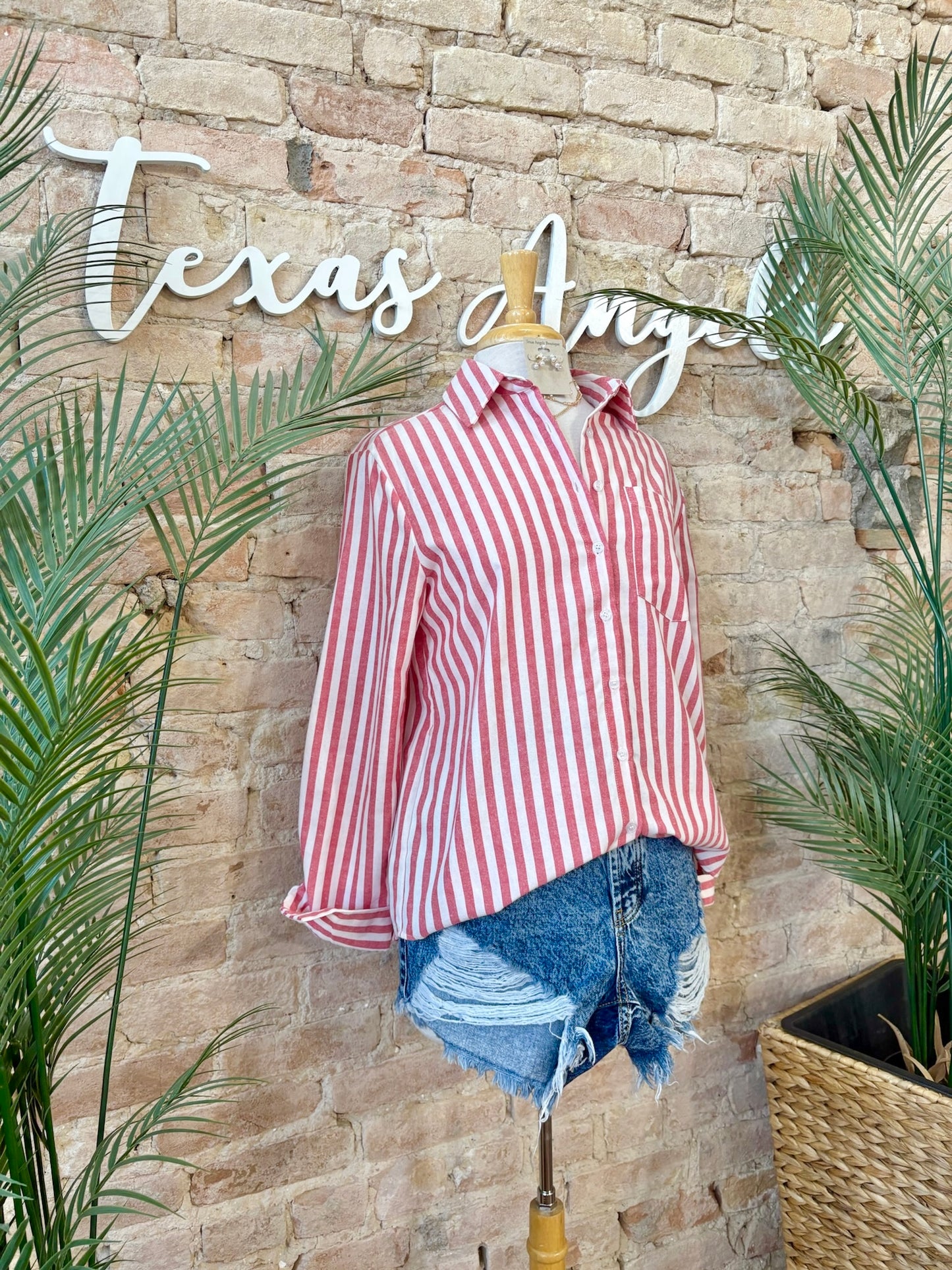 Soft Spoken Red Striped Shirt