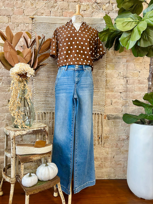 Better Luck Next Time Brown Polka Dot Blouse