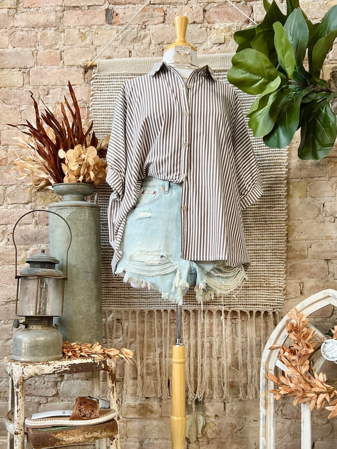 A Sight To See Mocha Striped Blouse