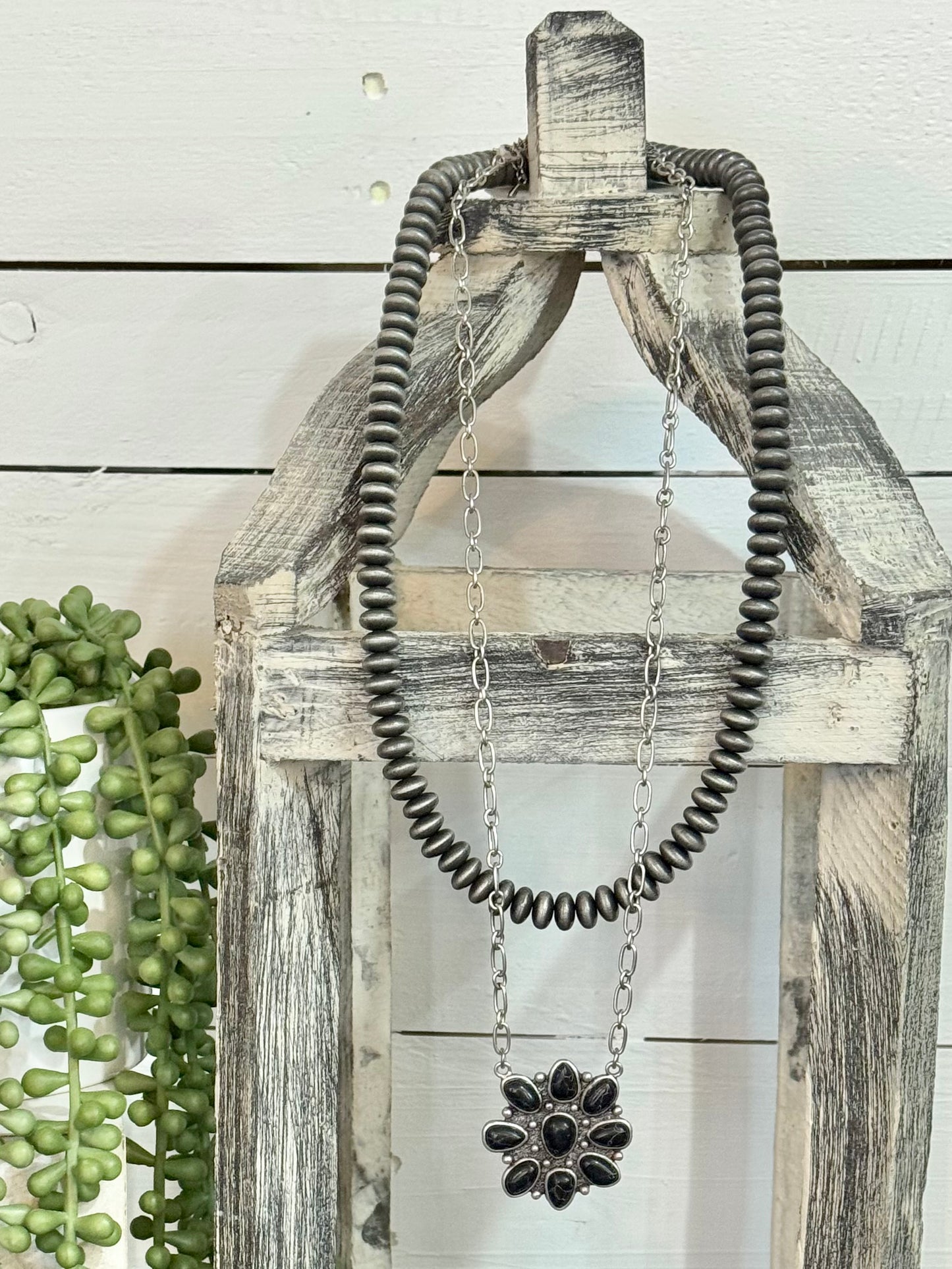 Silver Saucer Pearl Necklace