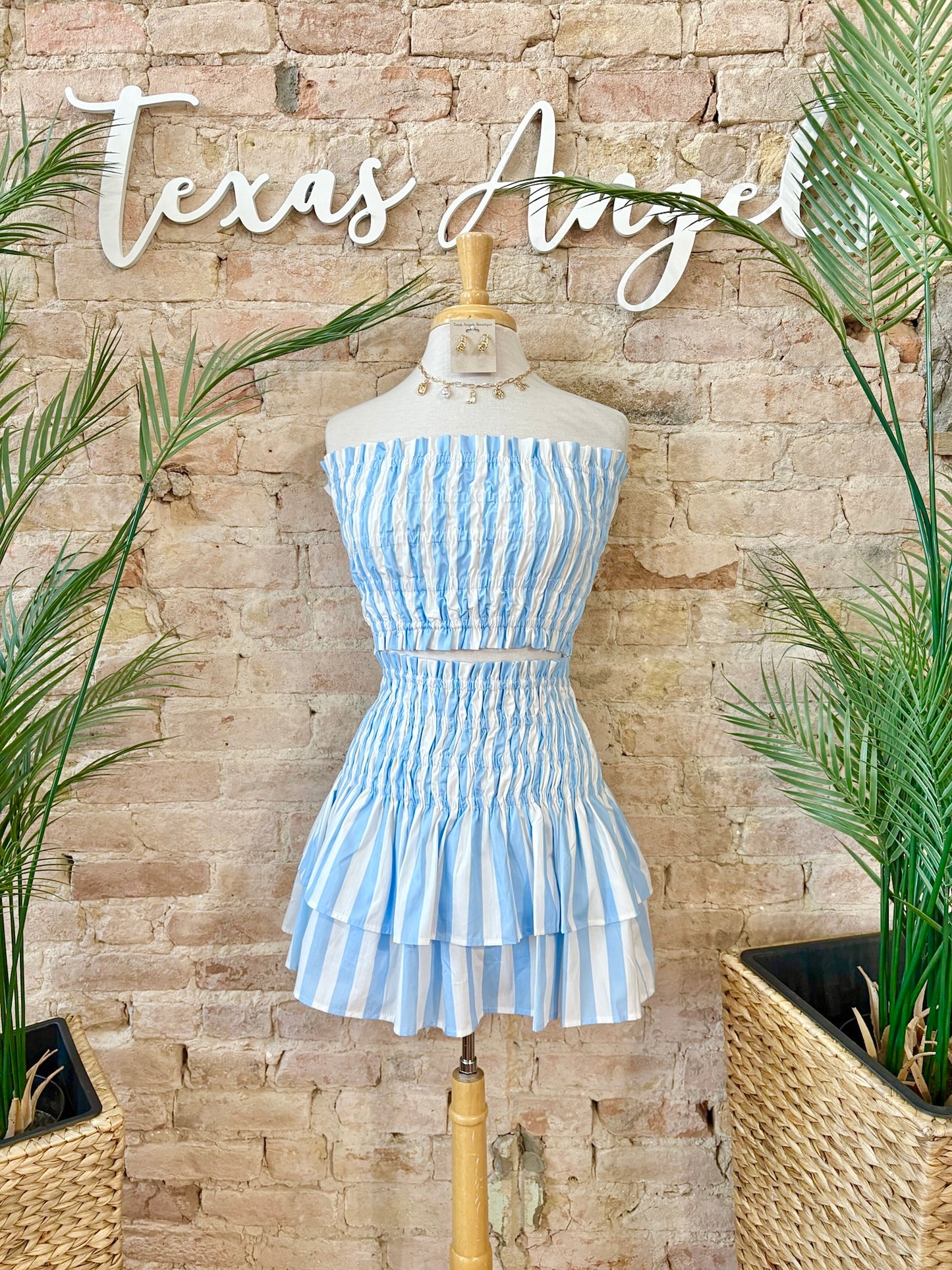 Ocean Breeze, Mind At Ease Blue Striped Tube Top