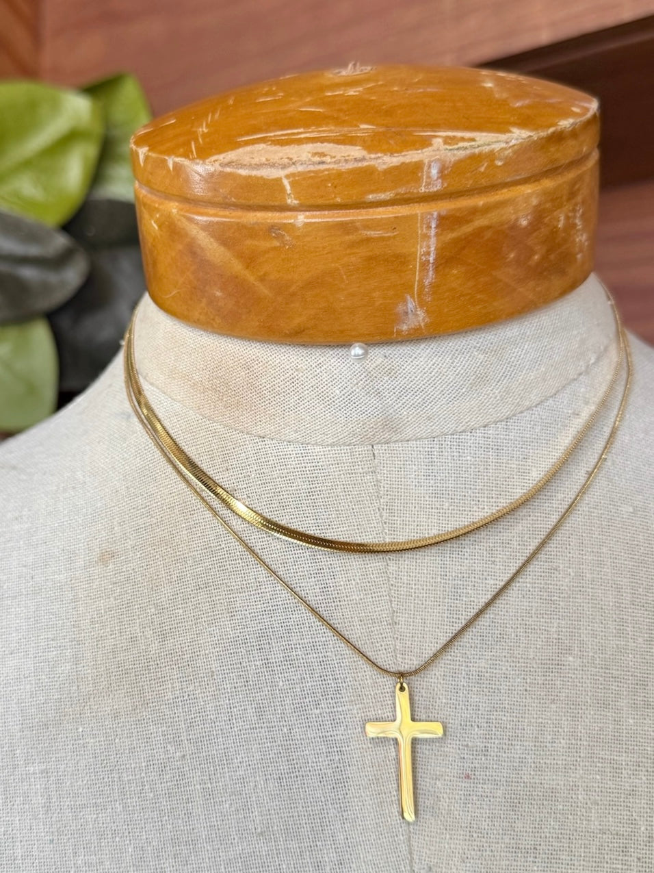 18K Stainless Steel Gold Layered Cross Necklace