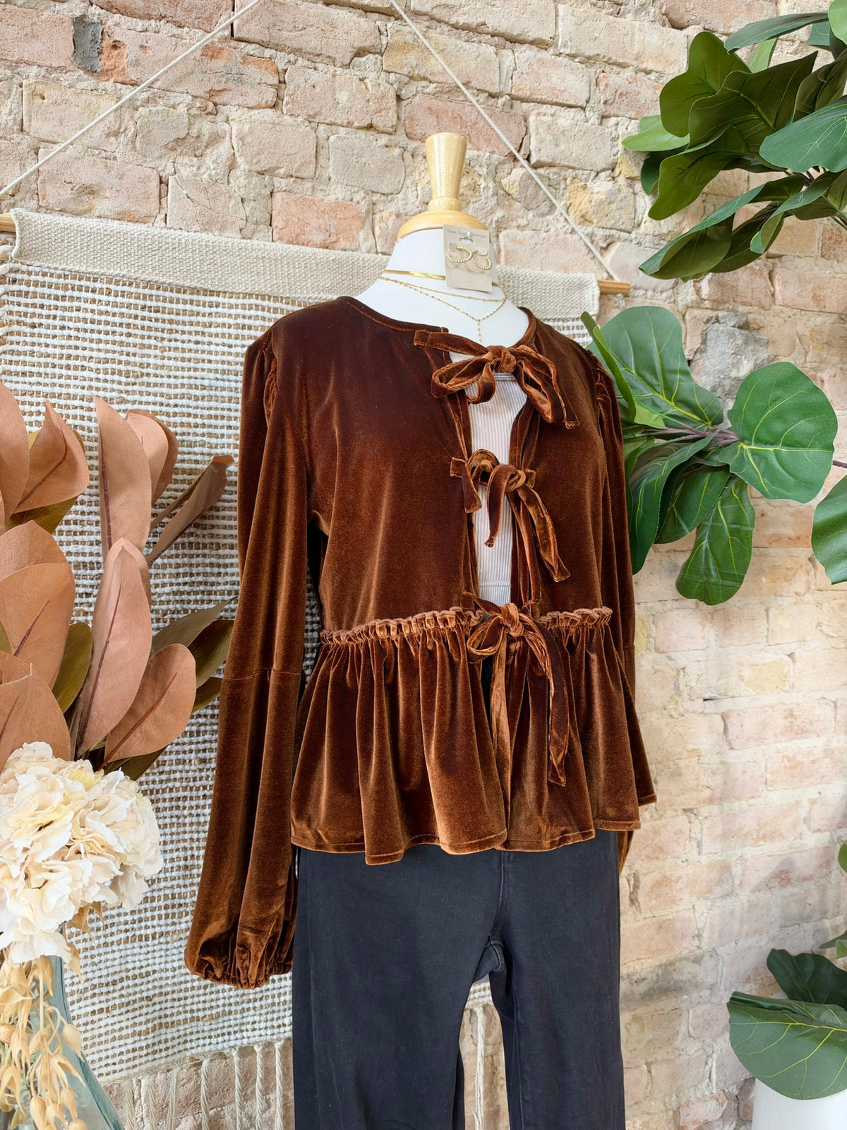 Meet Me At The Vineyards Rust Velvet Blouse