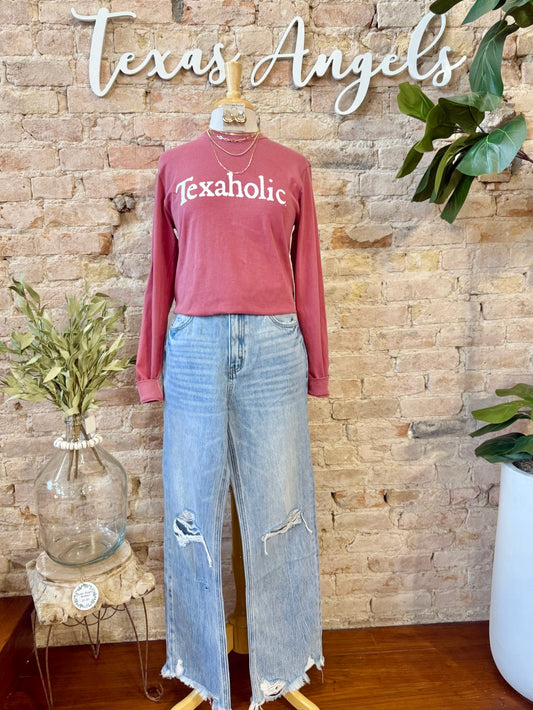 Red Texaholic Long Sleeve Graphic Tee