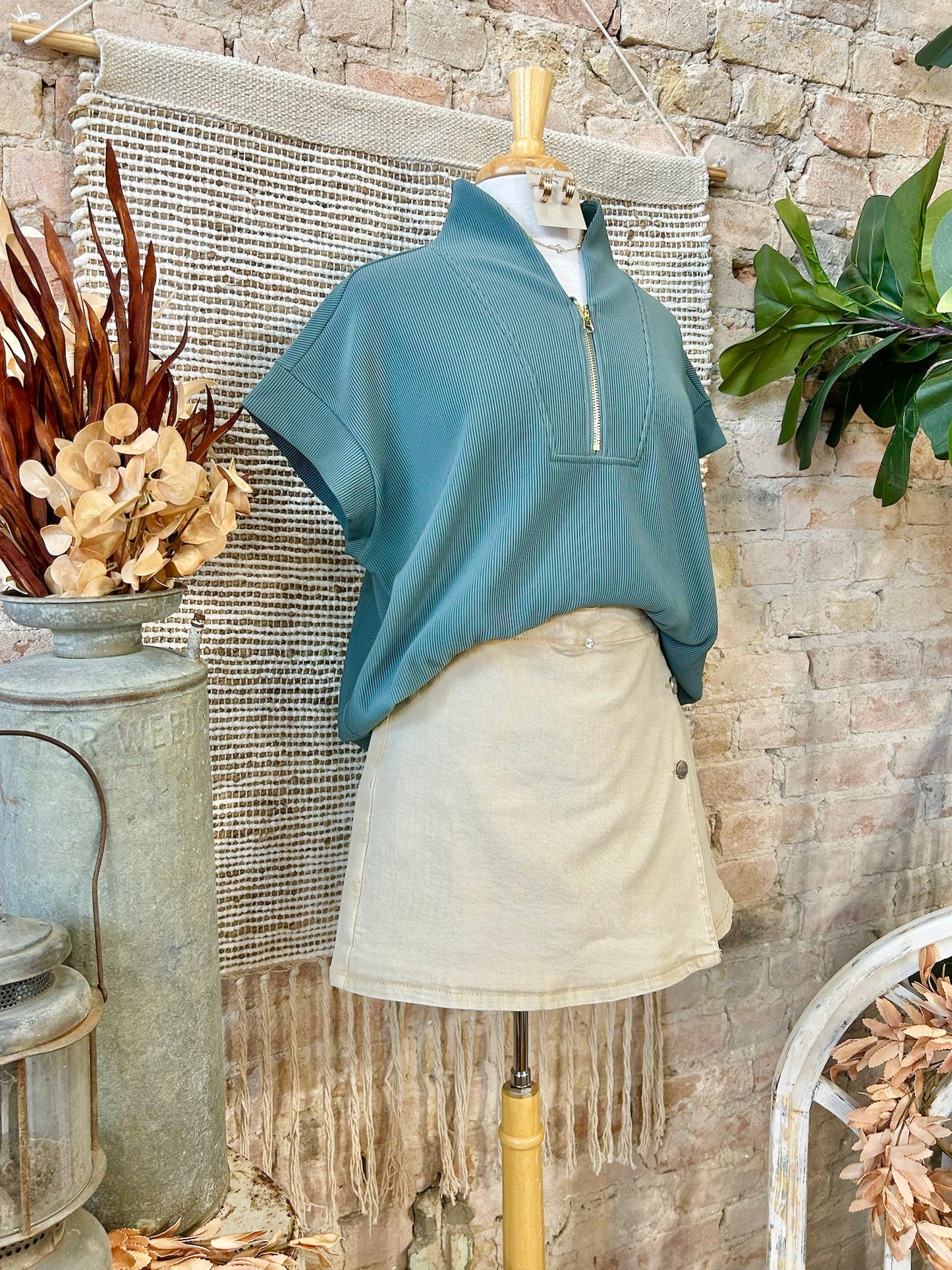 Trust The Timing Jade Zip Up Top