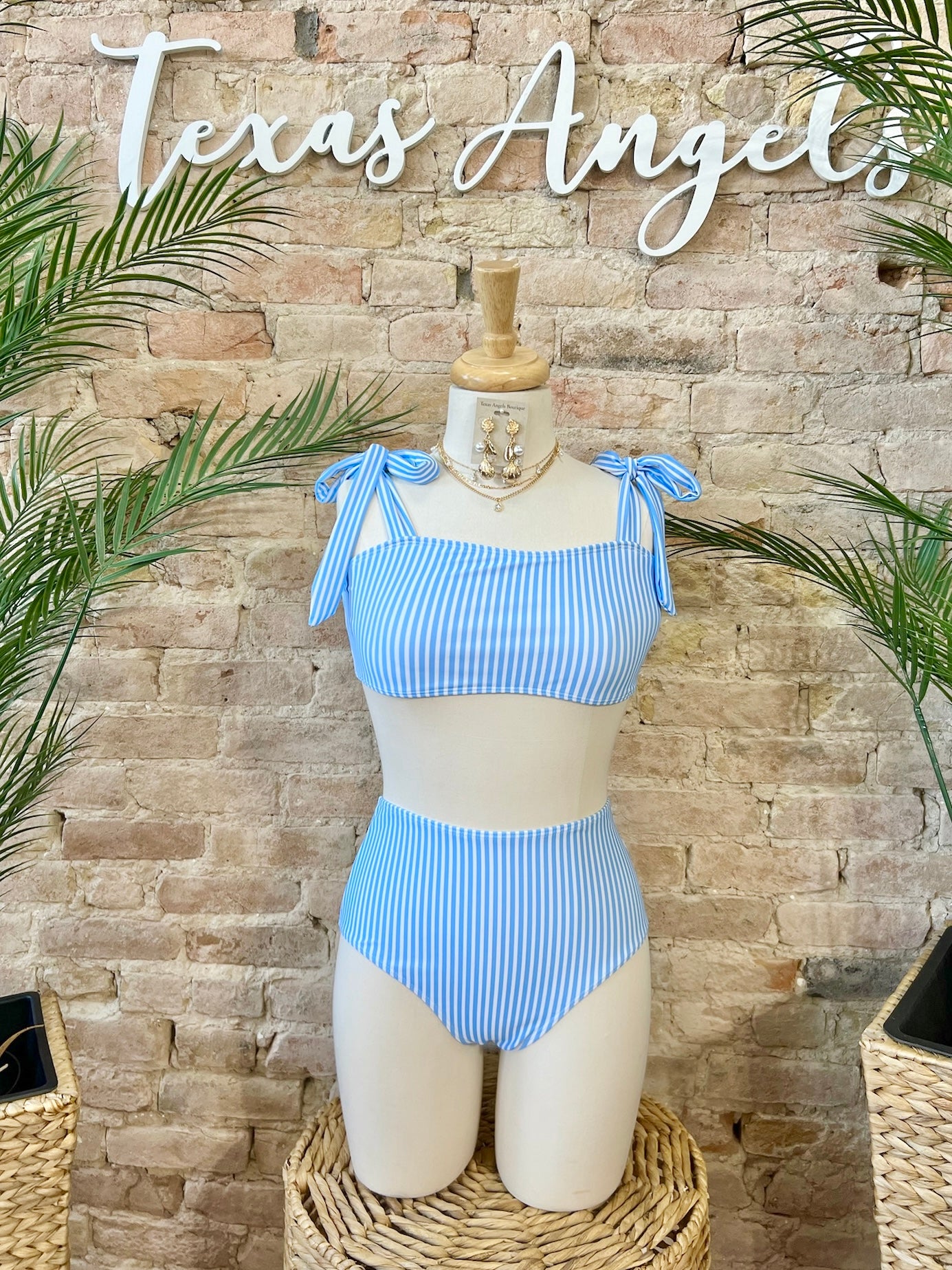 Sandals & Sunnies Sky Blue Striped Bikini