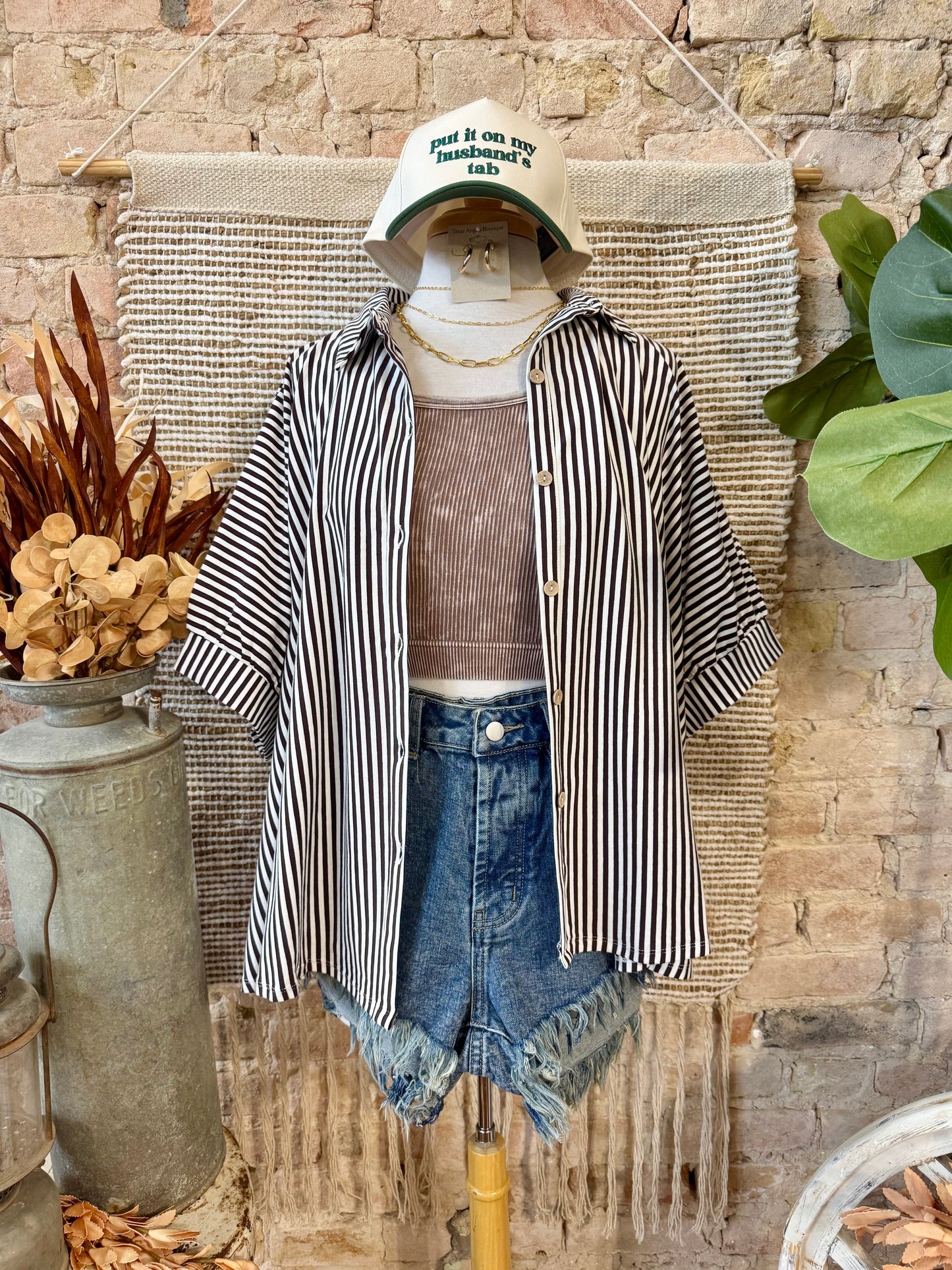 A Sight To See Brown Striped Blouse