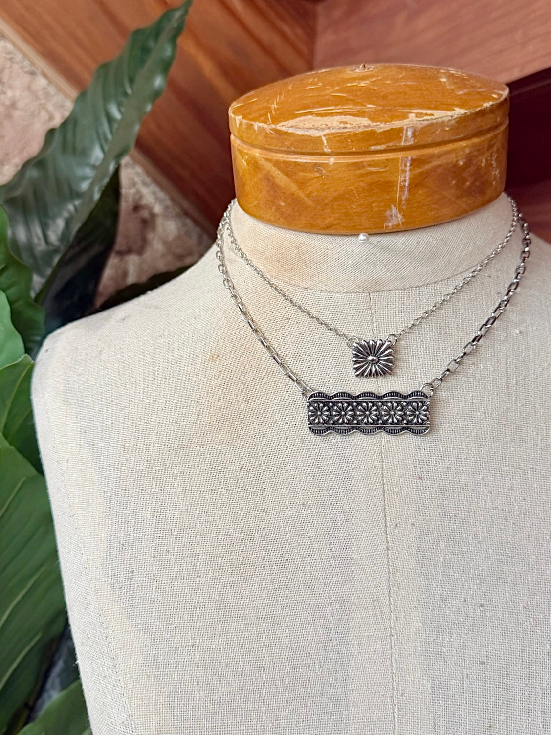 Silver Concho Layered Necklace