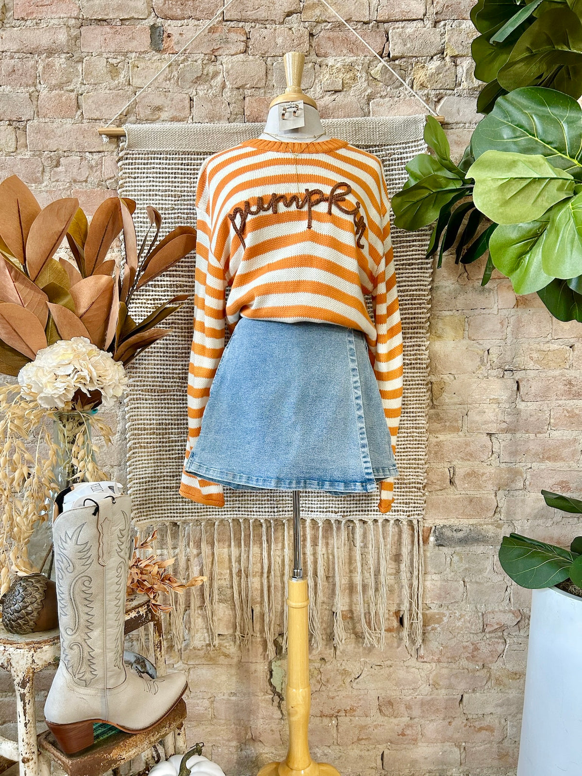 Pumpkin Spice & Everything Nice Orange Striped Sweater