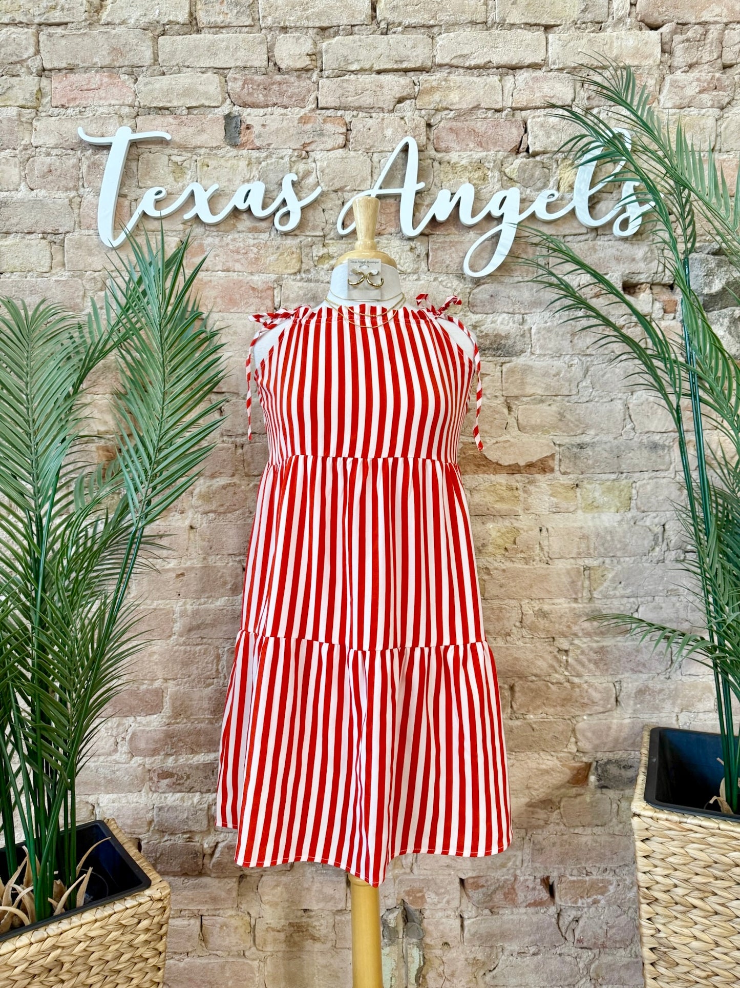 Summer Sunset Red Striped Dress