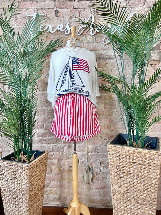 Sailing Into Freedom White Knit Top