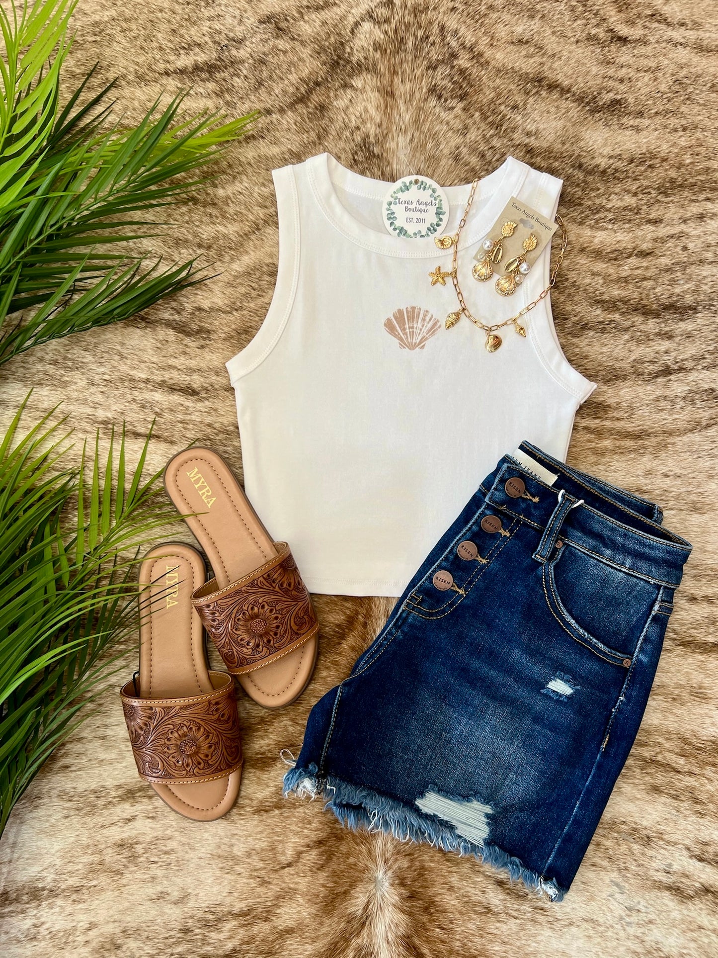 Wakeboarding Wednesday White Seashell Tank Top