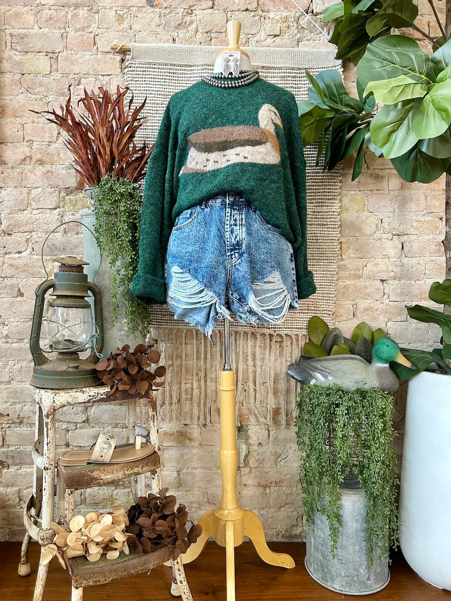 Maybe One Day Olive Mallard Duck Sweater