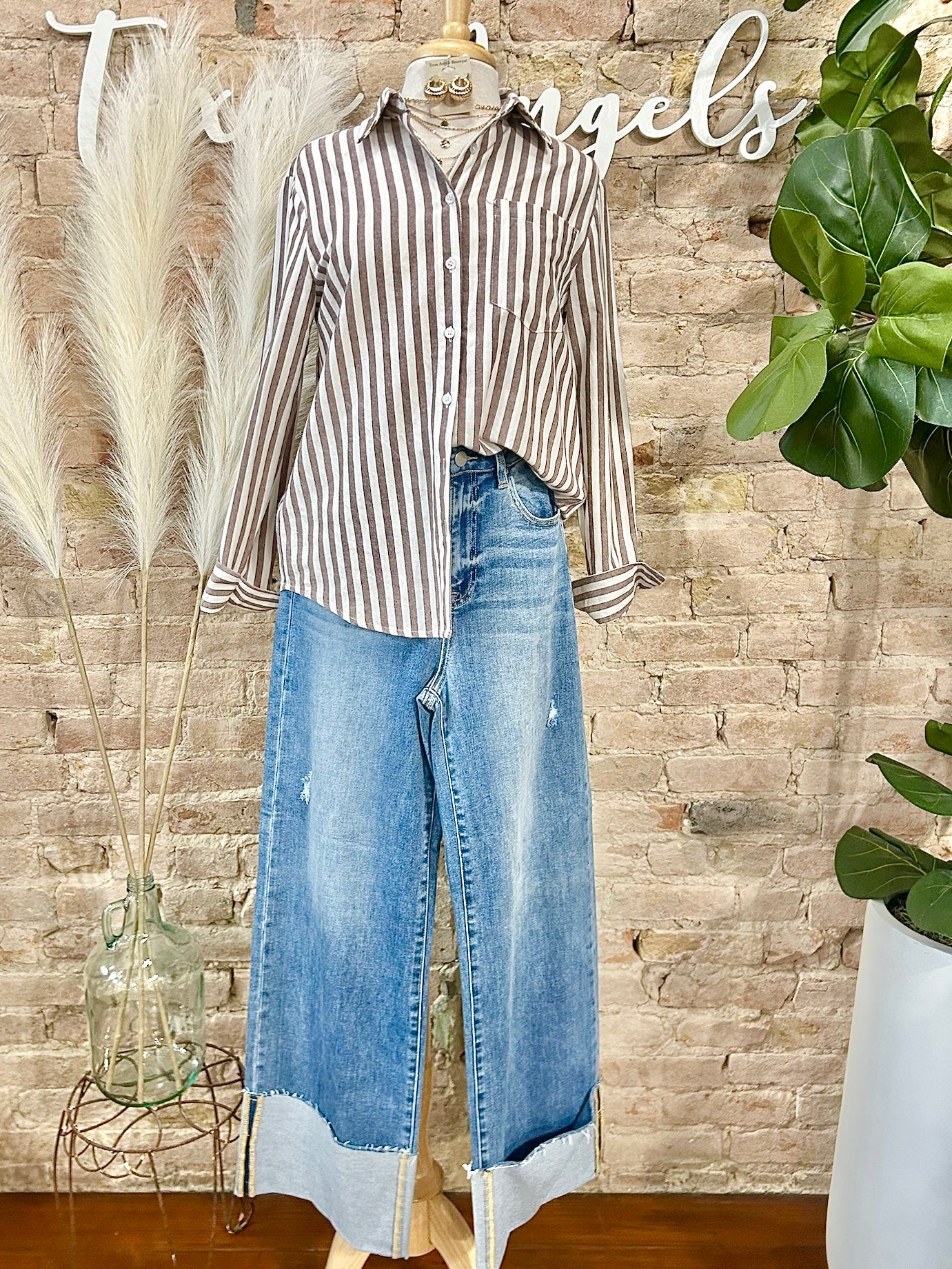 Soft Spoken Brown Striped Shirt