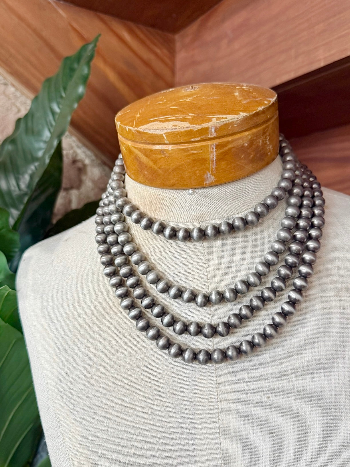 Multi Strand Silver Beaded Necklace
