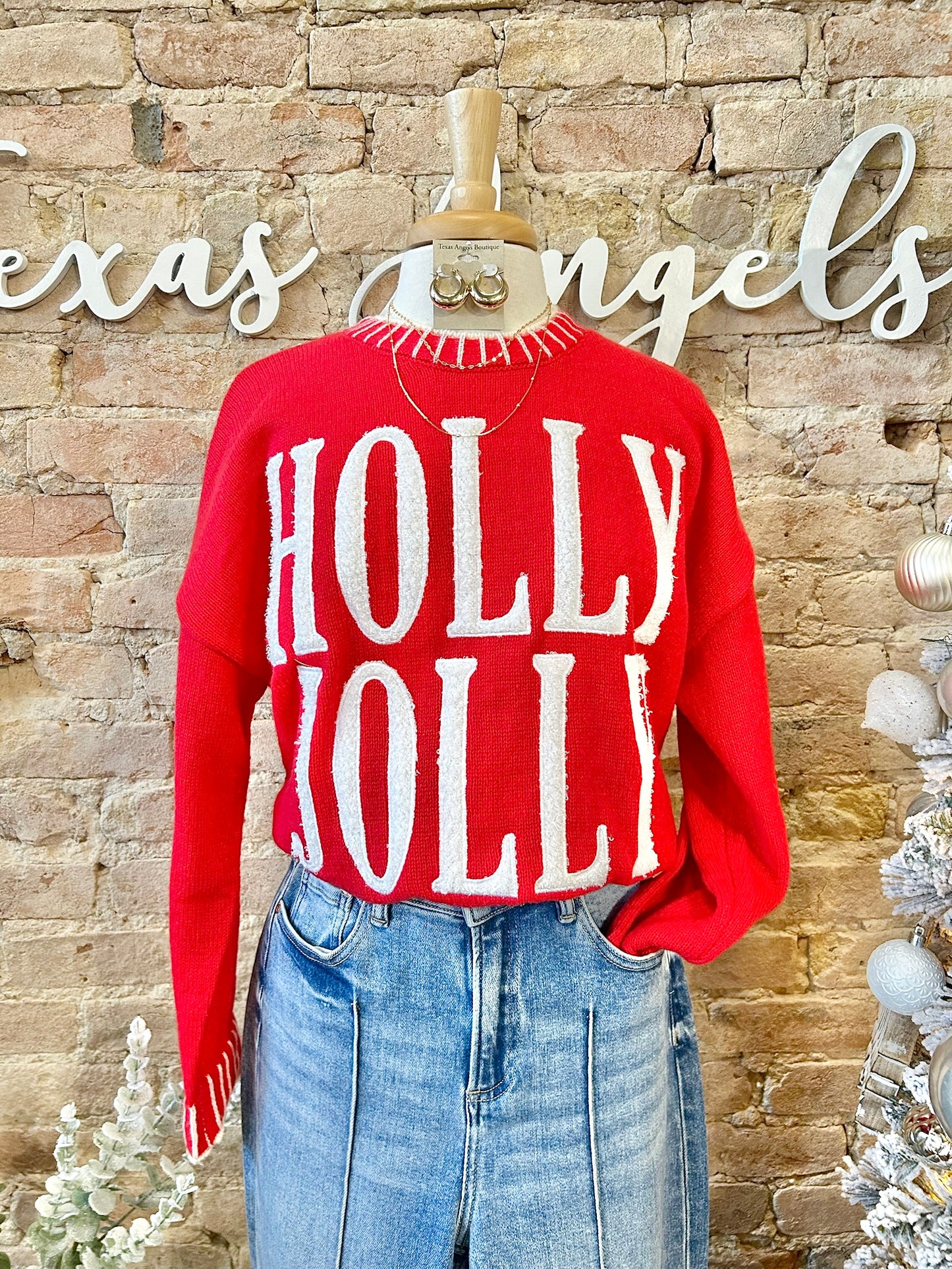 50% Off - A Whole Lotta Holly Jolly Red Knit Sweater
