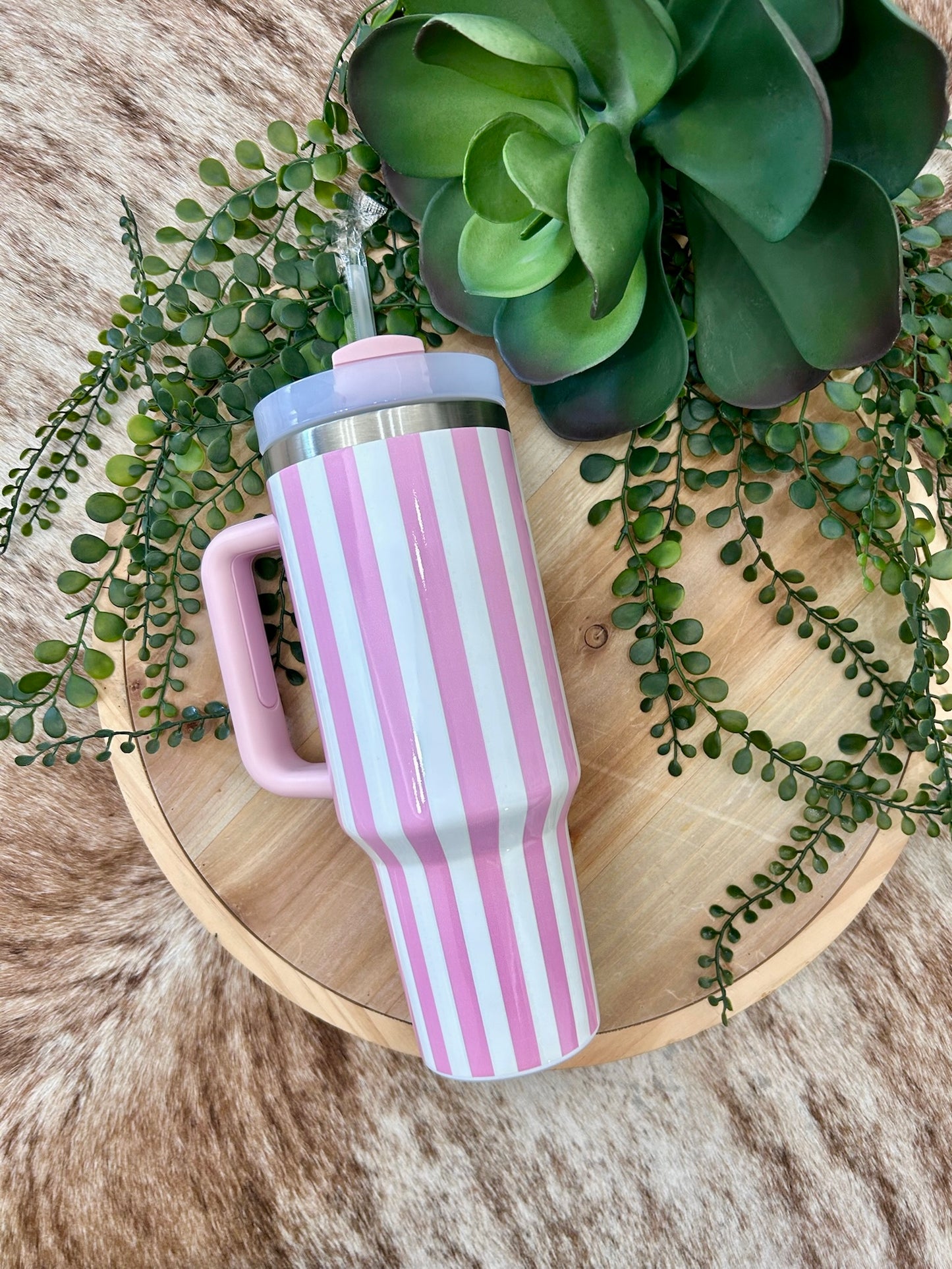Pink Striped Tumbler