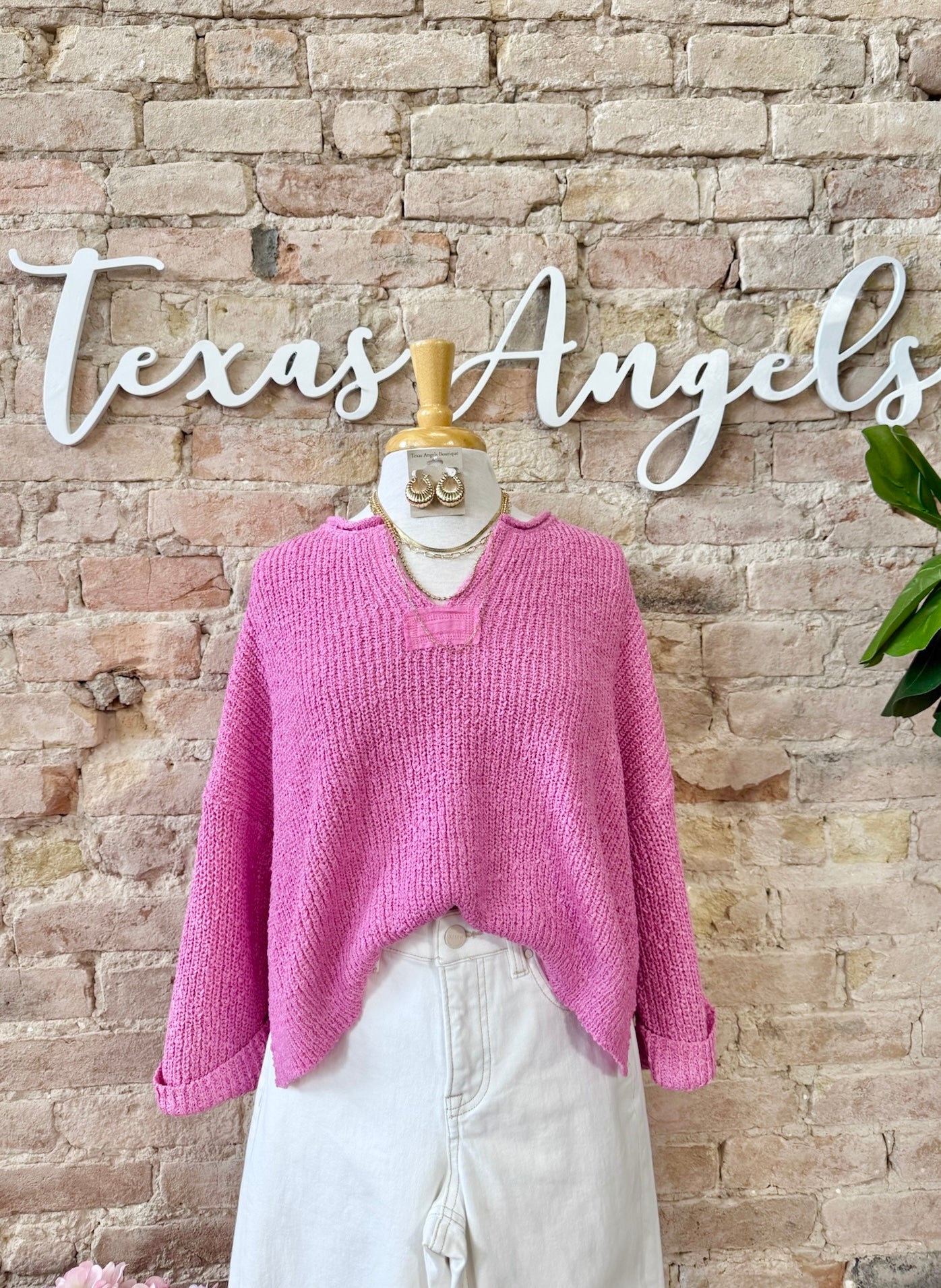 Kiss Me Suga Knit Pink Sweater Top