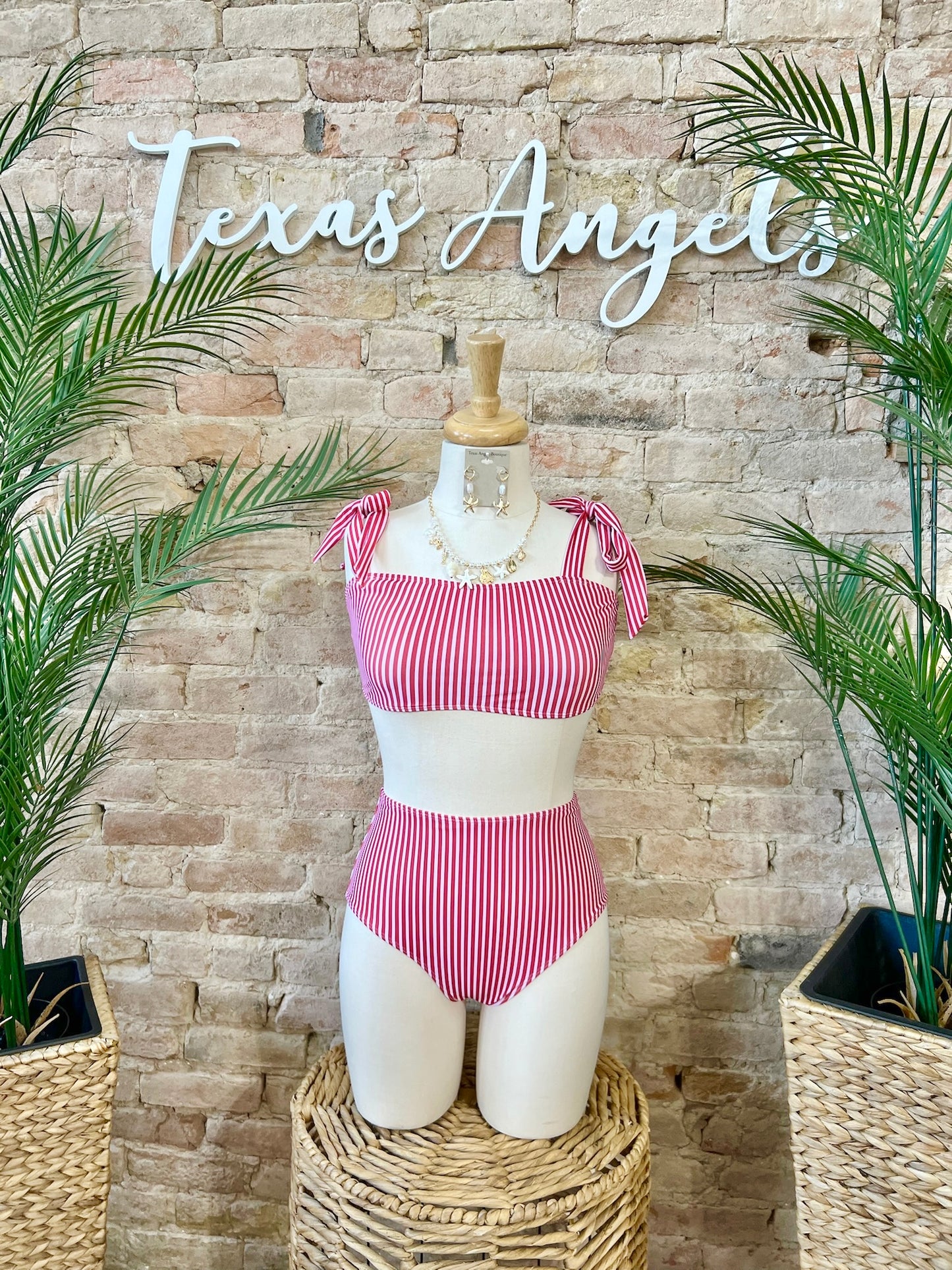 Beach Bum Red Striped Bikini